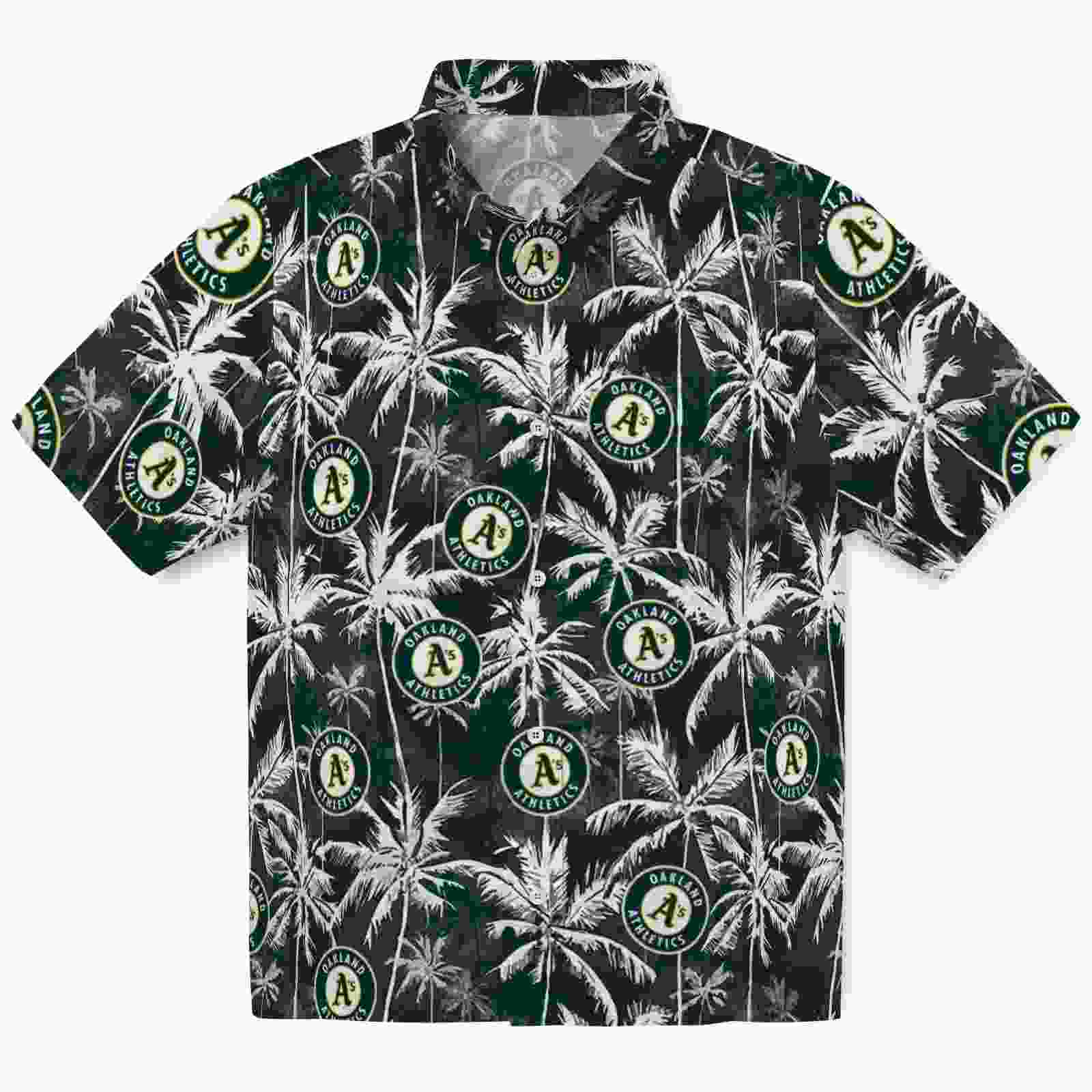 Oakland Athletics Palm Pattern Green Black Hawaiian Shirt