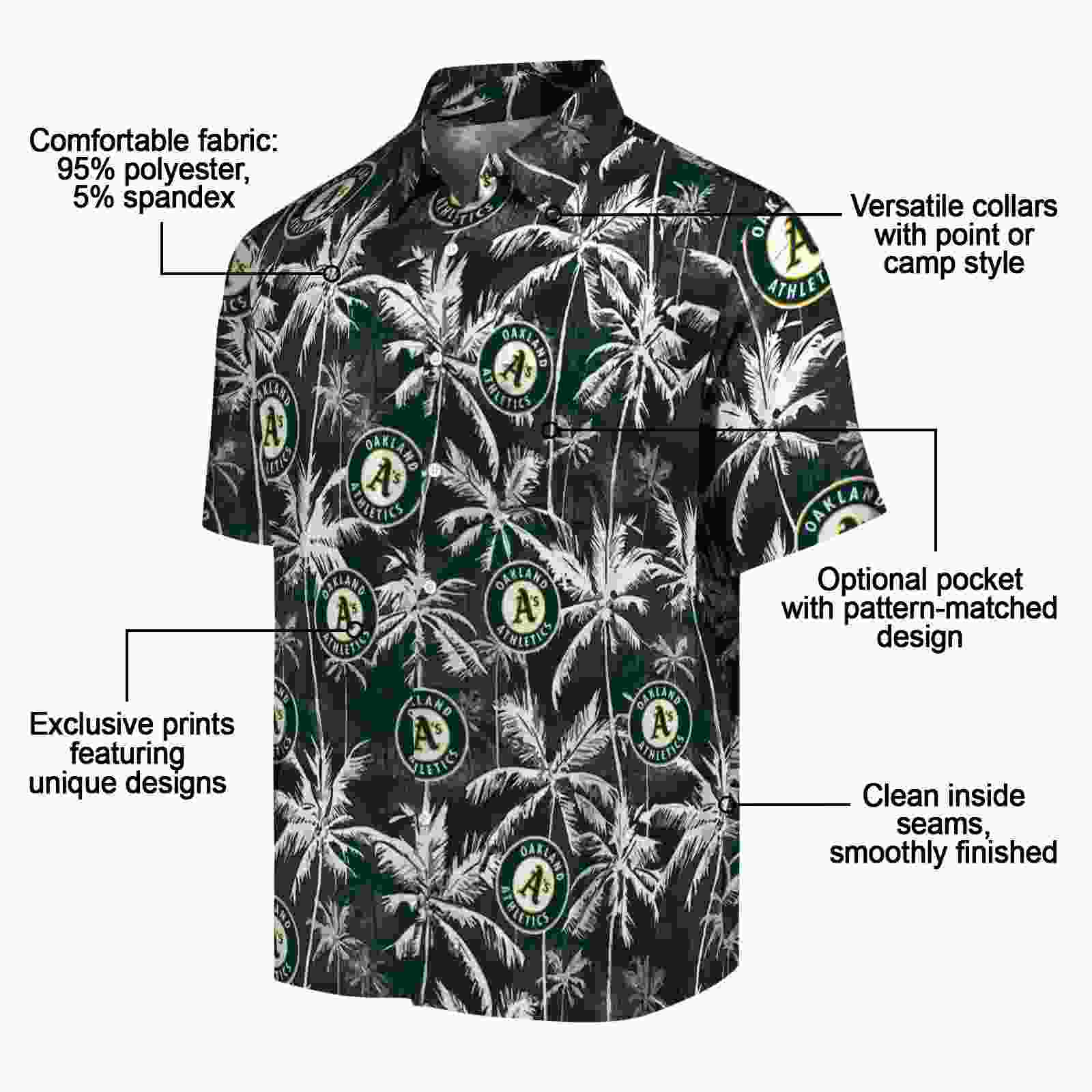 oakland athletics palm pattern green black hawaiian shirt new arrival