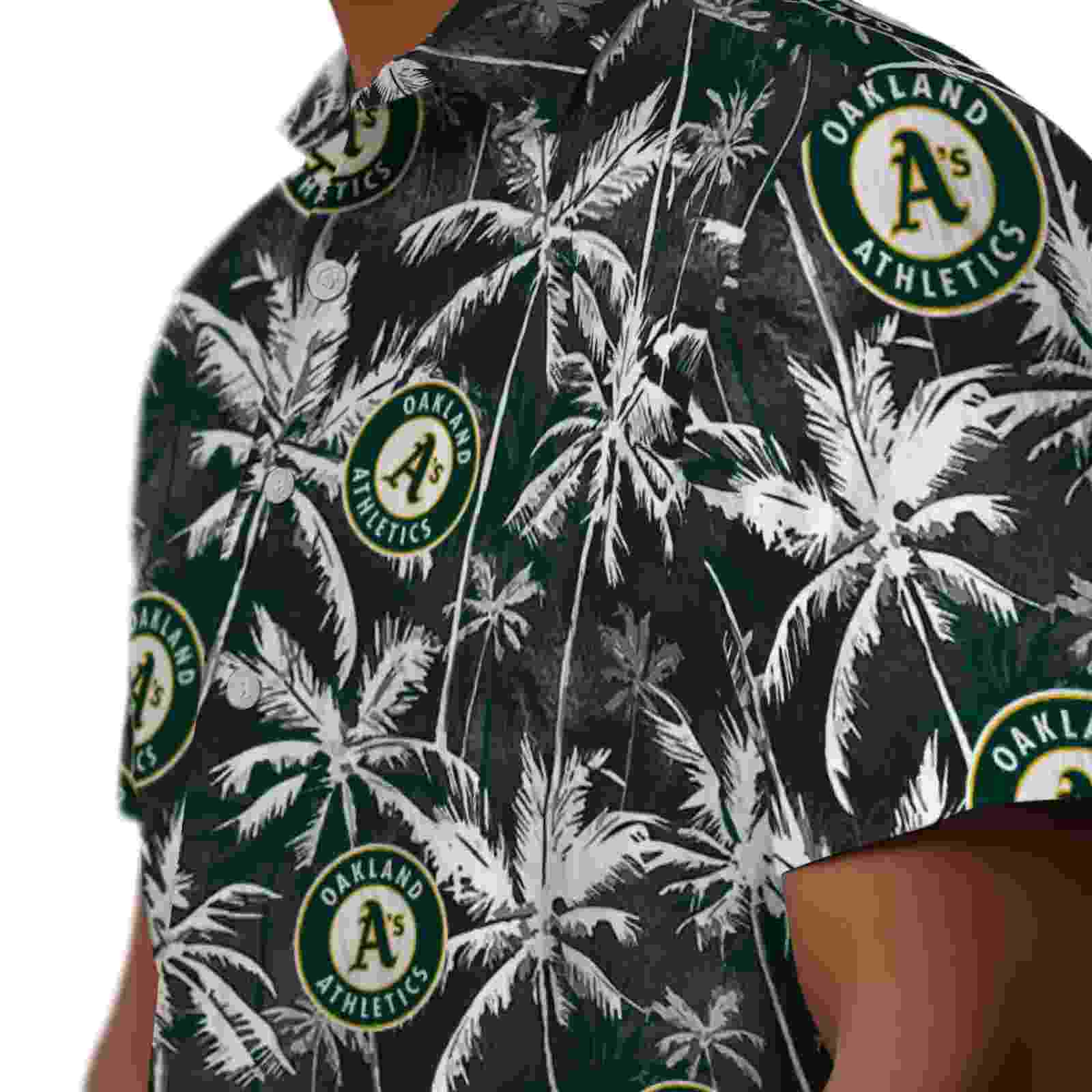 oakland athletics palm pattern green black hawaiian shirt trendy