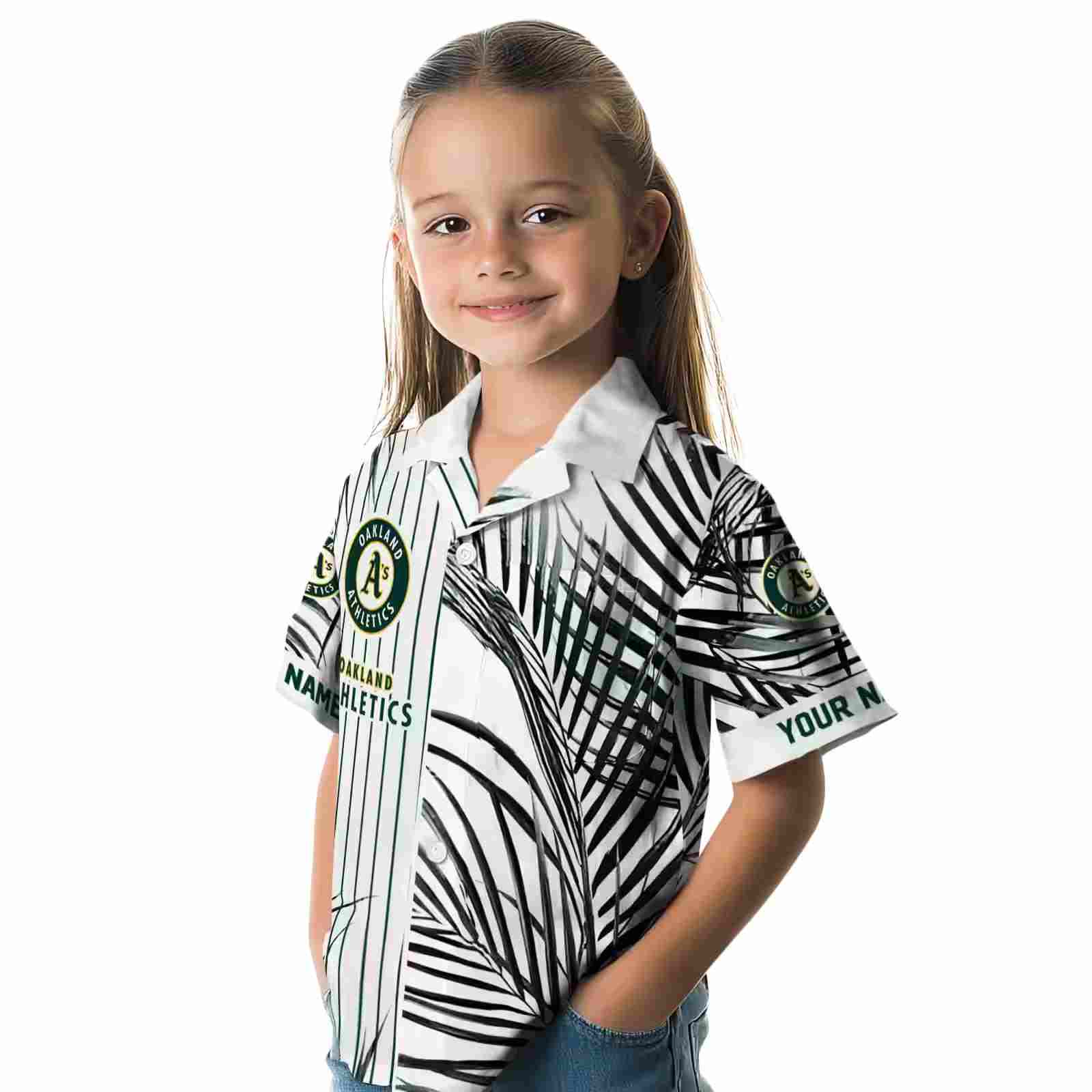 oakland athletics palm stripes green black white hawaiian shirt premium grade