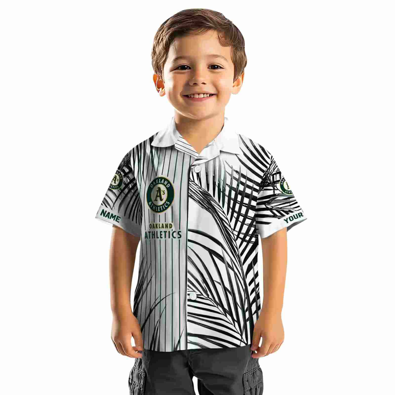 oakland athletics palm stripes green black white hawaiian shirt top rated