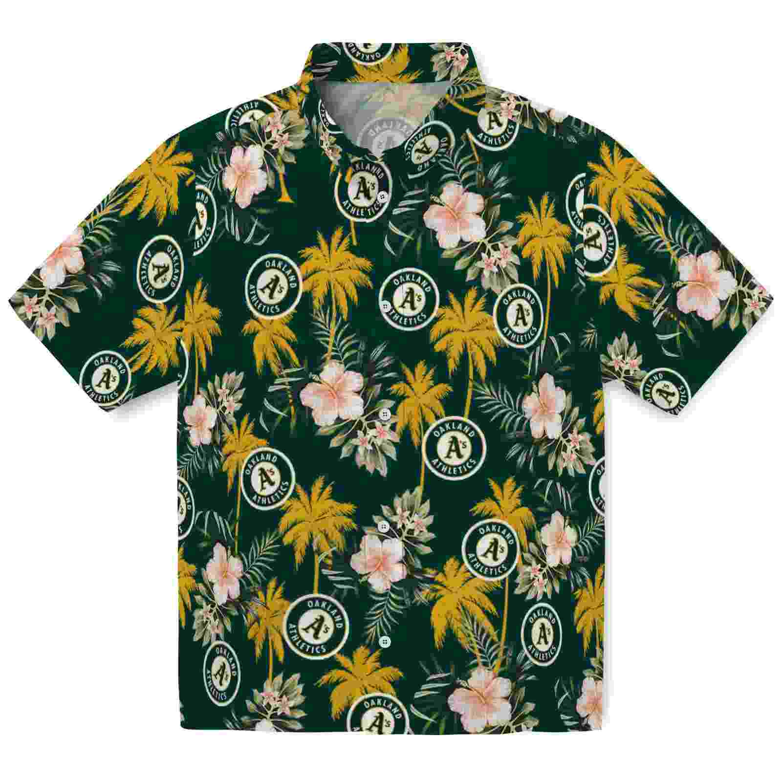 Oakland Athletics Palm Tree Flower Green Hawaiian Shirt