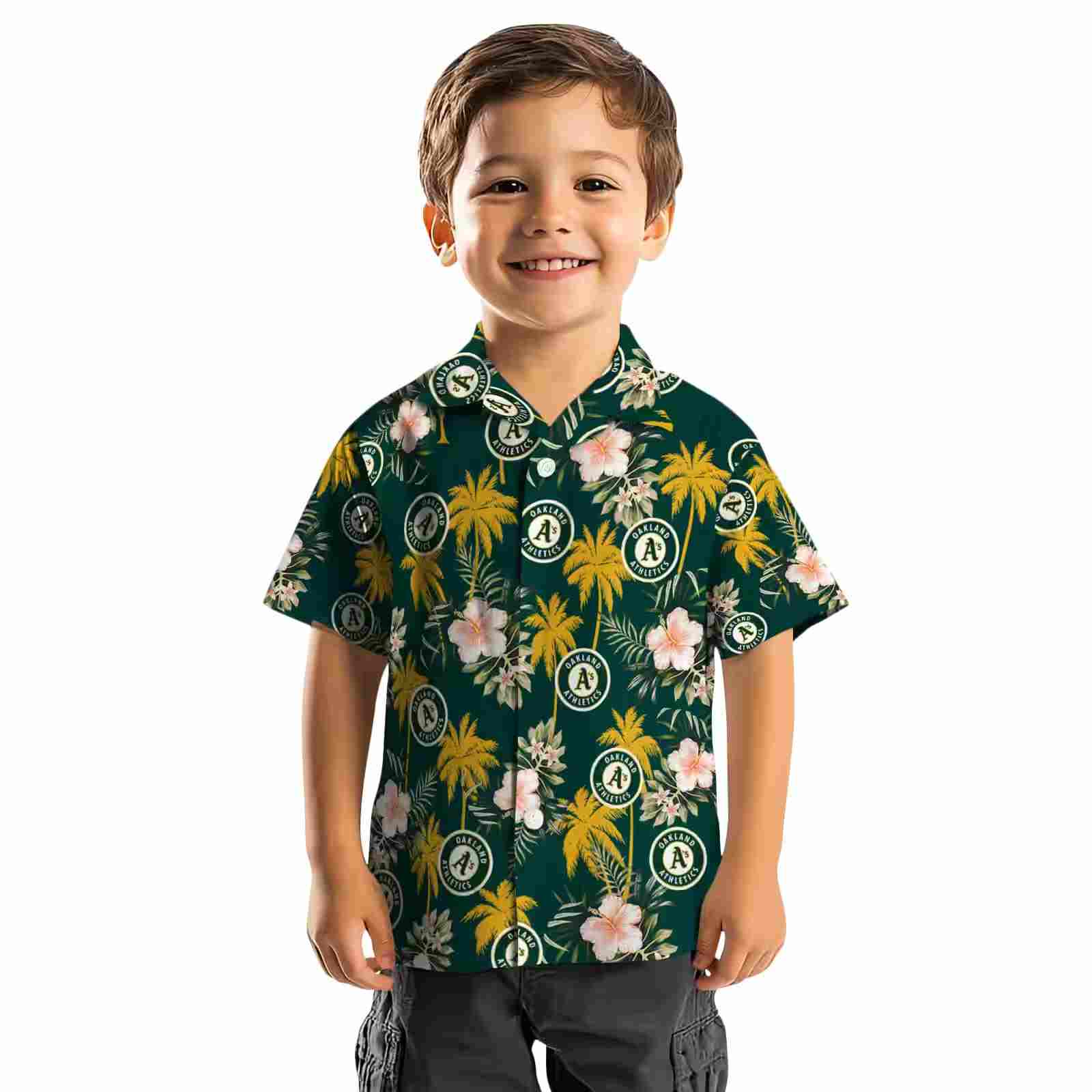 oakland athletics palm tree flower green hawaiian shirt top rated