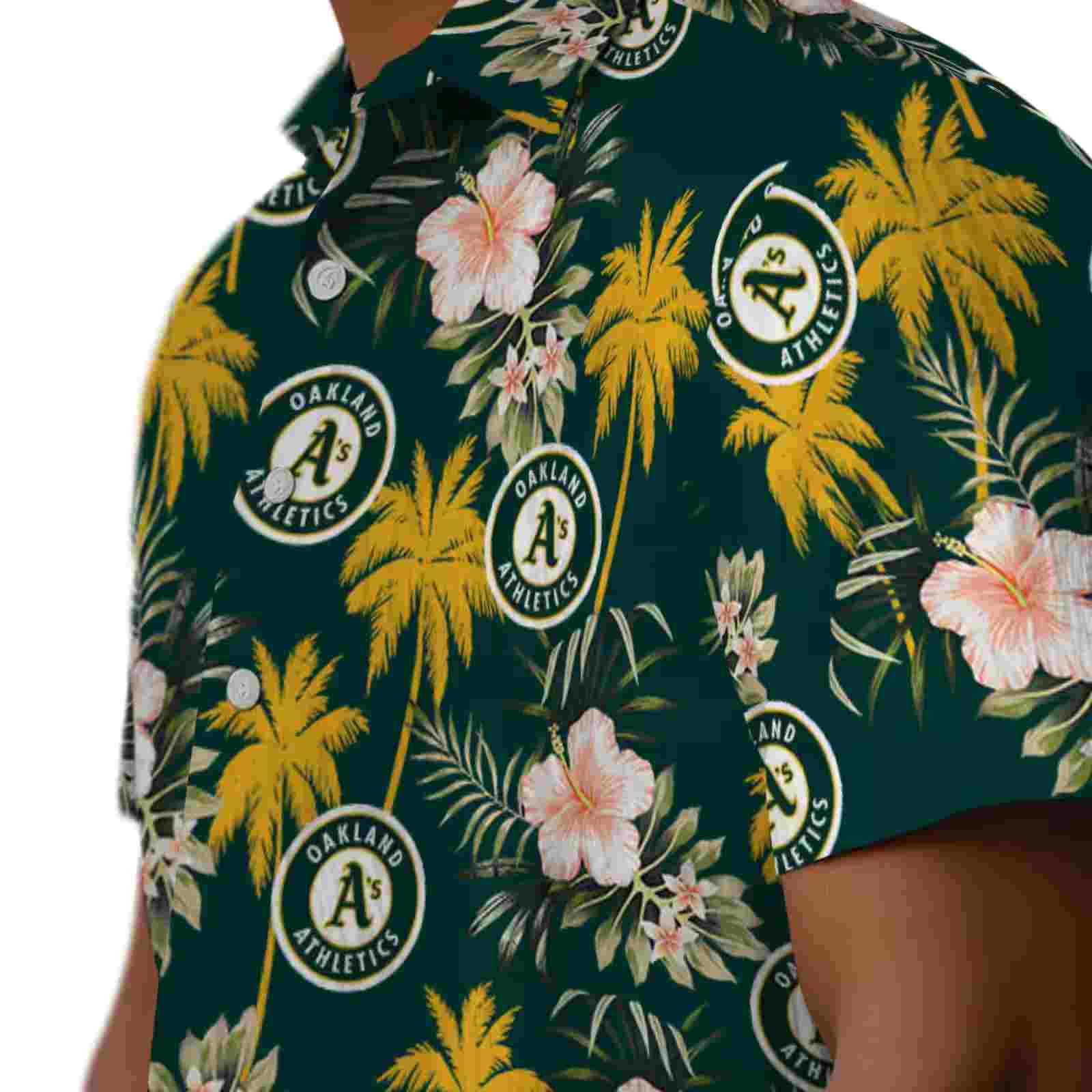 oakland athletics palm tree flower green hawaiian shirt trendy