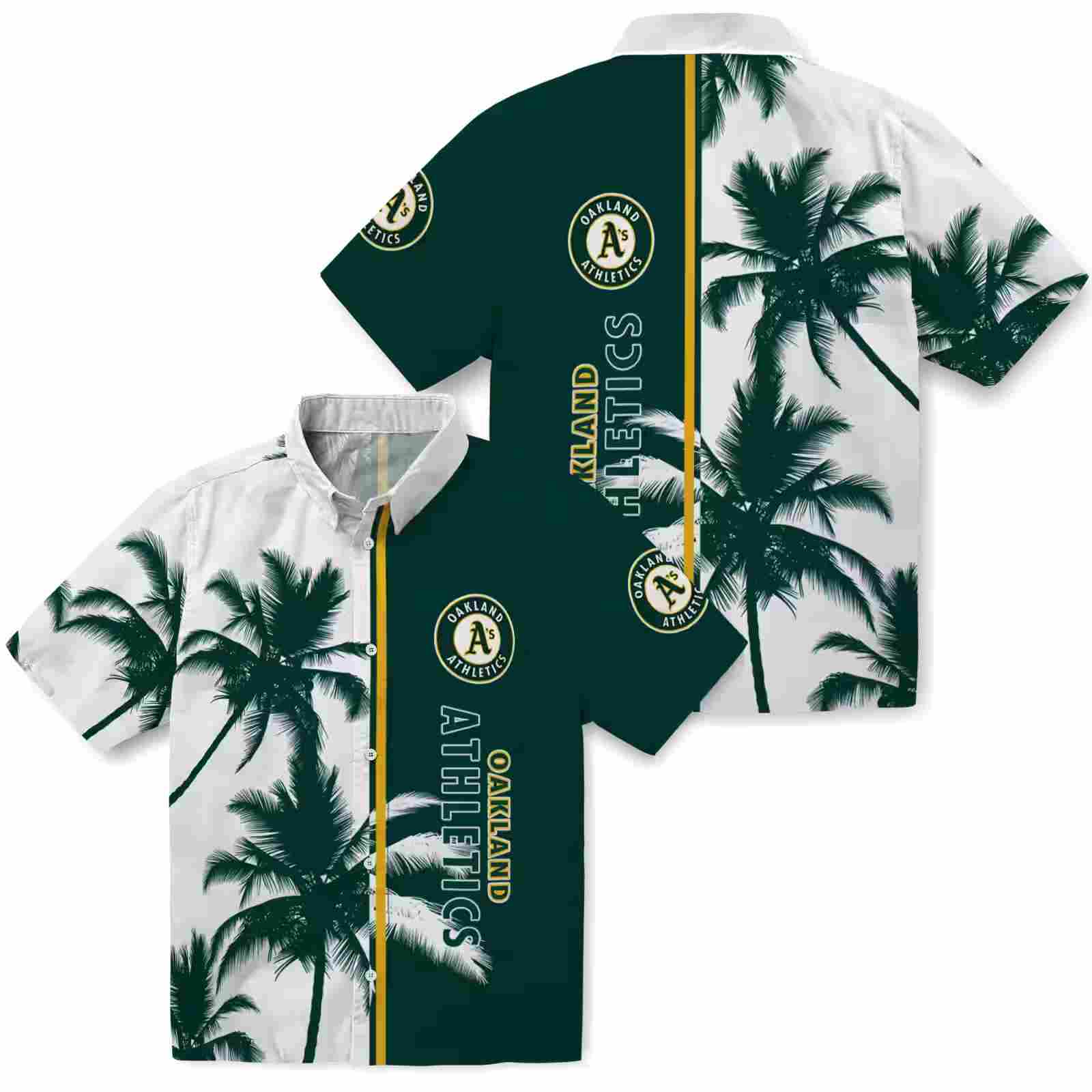 oakland athletics palm trees green white hawaiian shirt high quality