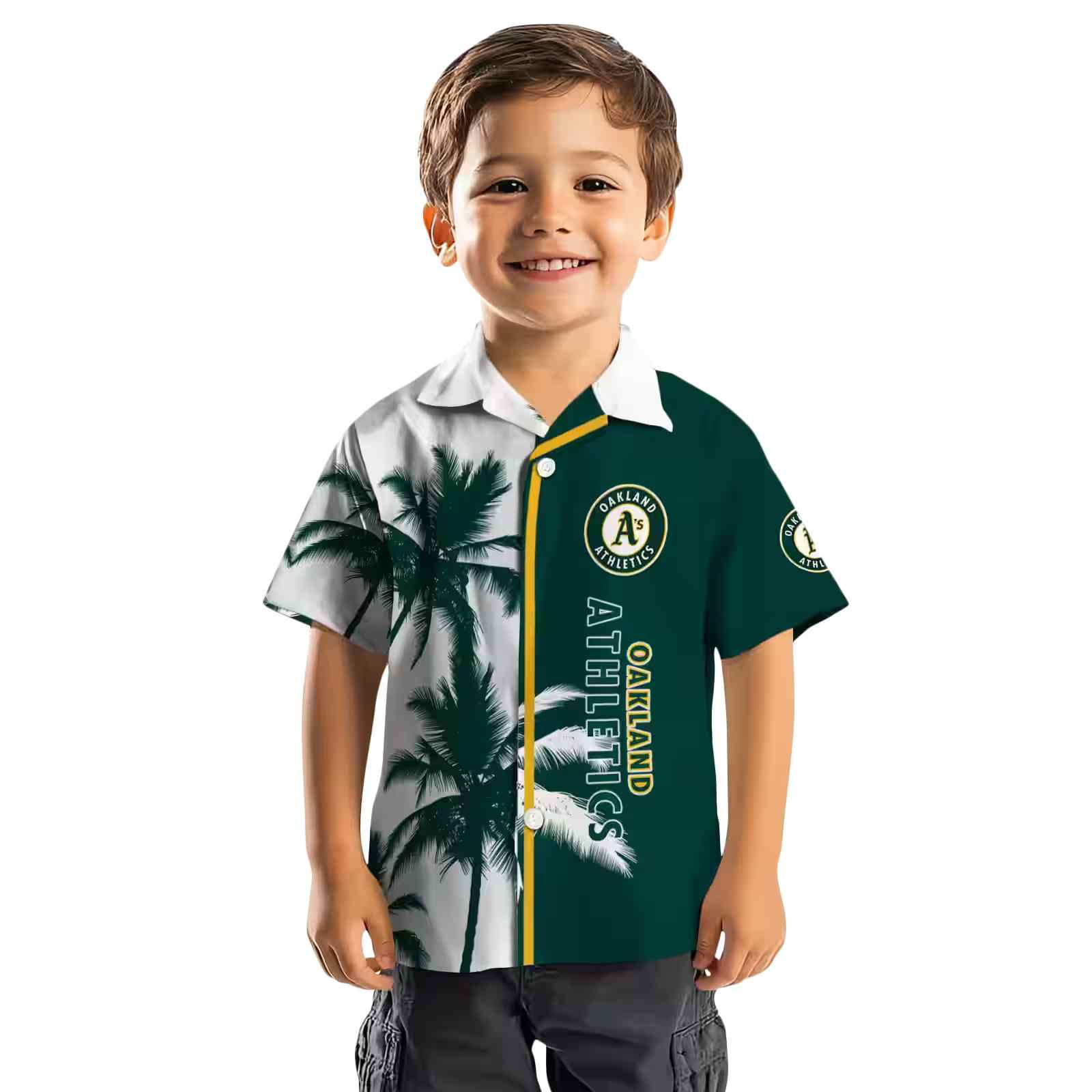 oakland athletics palm trees green white hawaiian shirt top rated