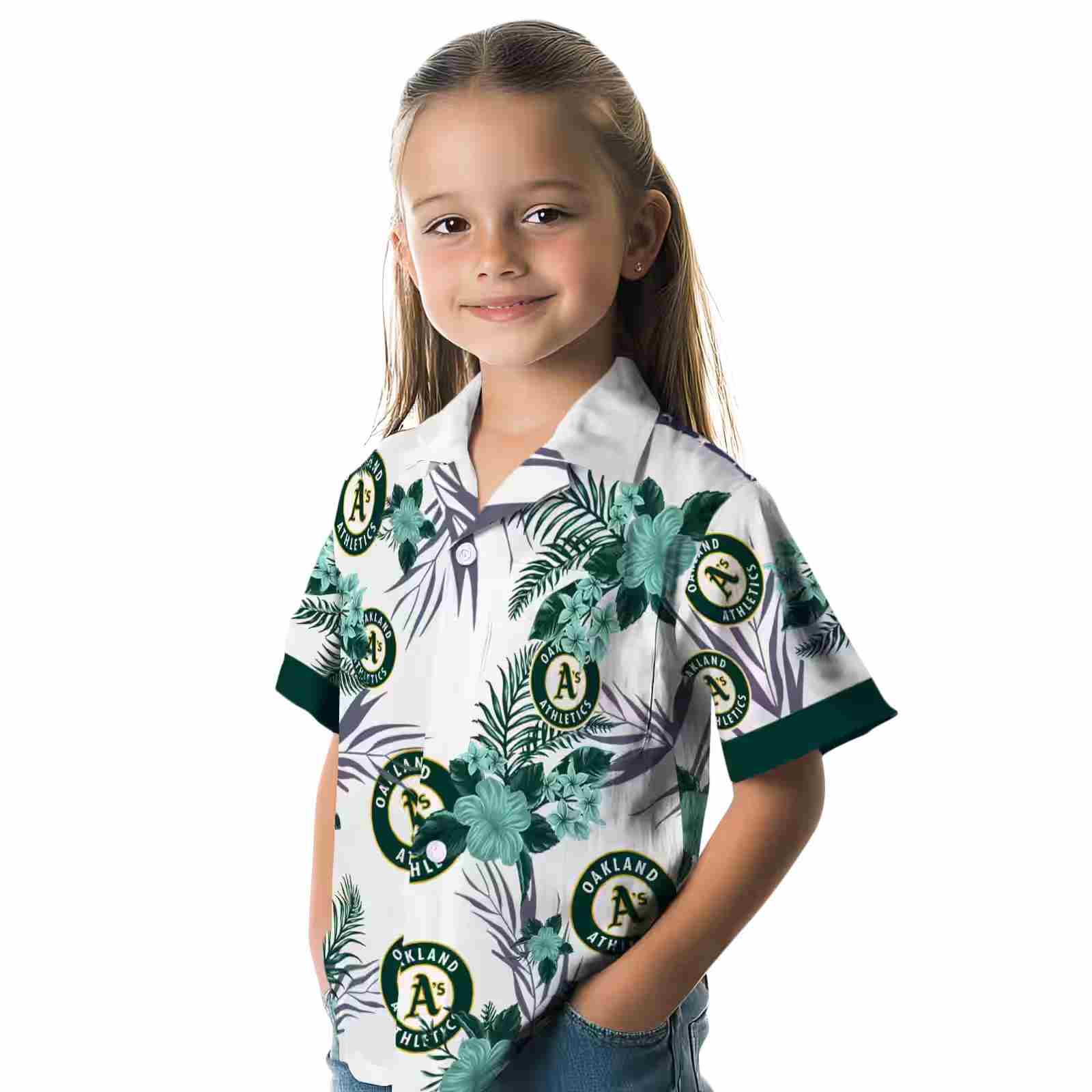 oakland athletics patriotic hibiscus design green white hawaiian shirt premium grade