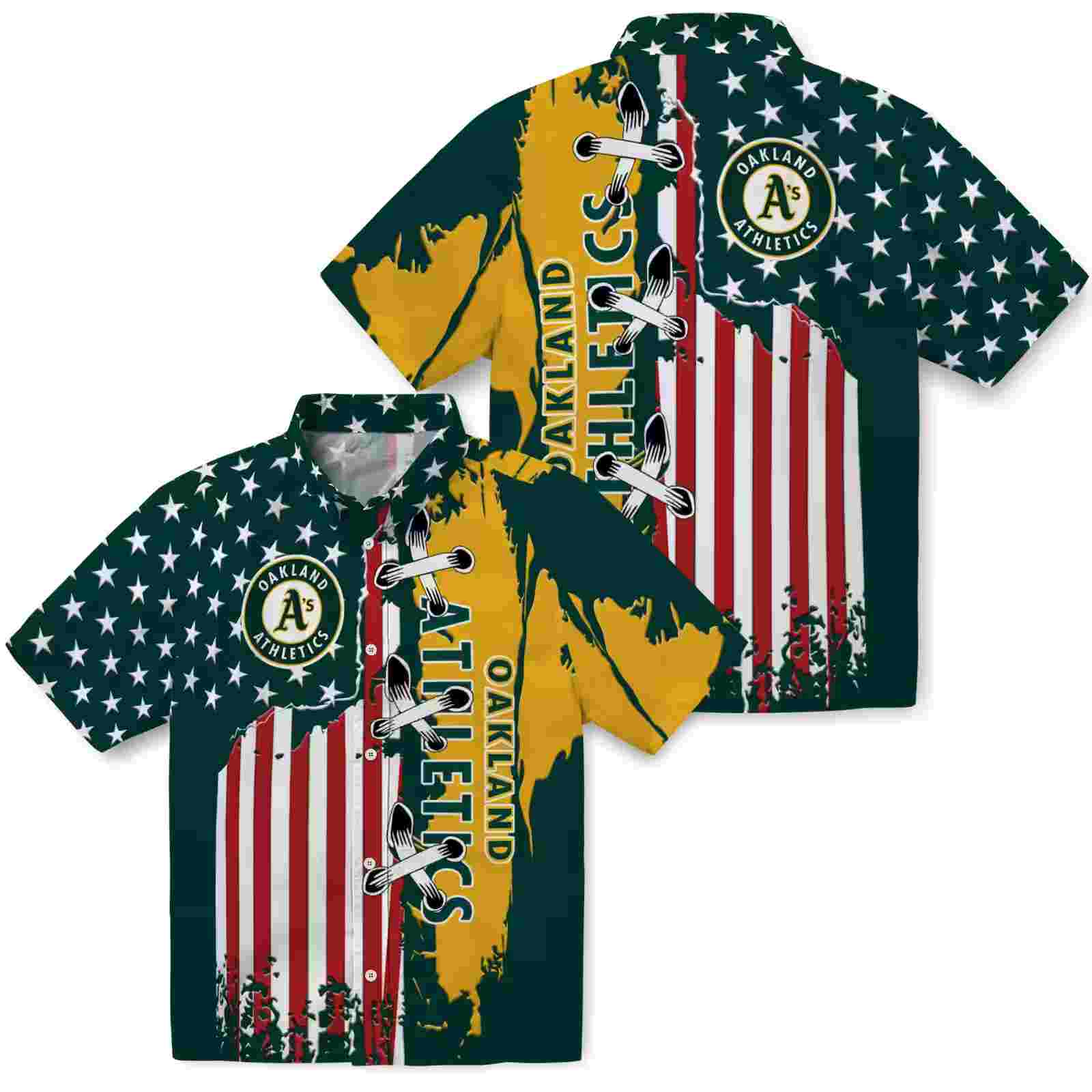 oakland athletics stitched flag green hawaiian shirt high quality