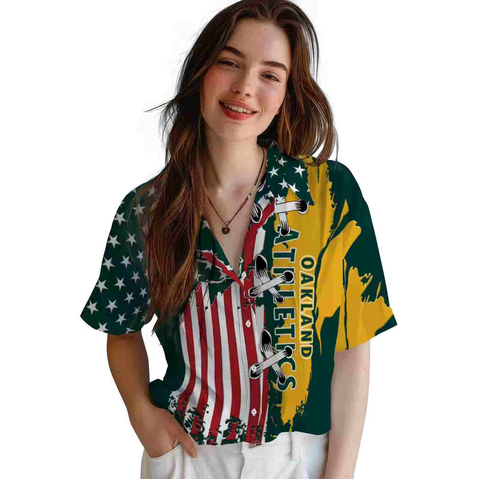 oakland athletics stitched flag green hawaiian shirt latest model