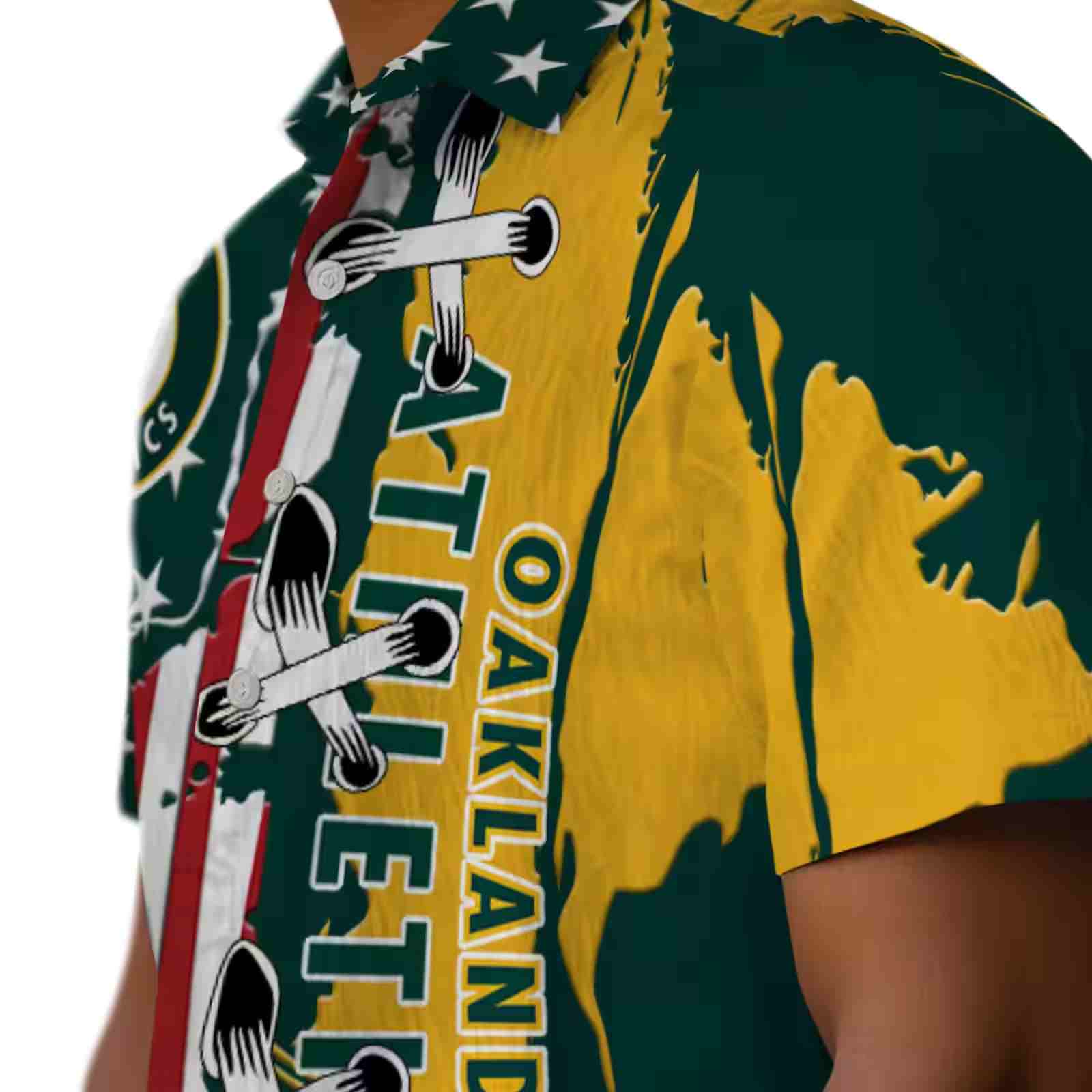 oakland athletics stitched flag green hawaiian shirt trendy