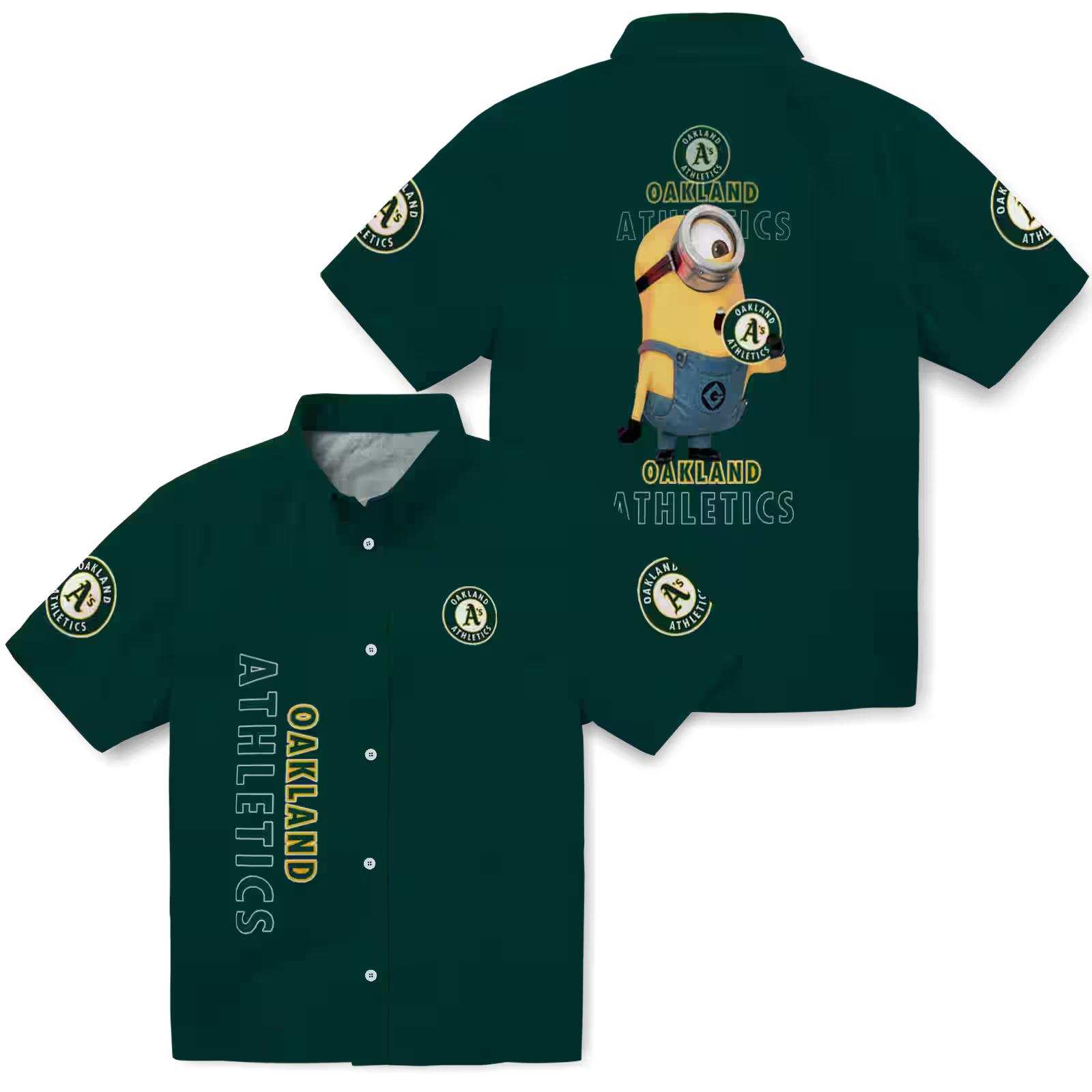 oakland athletics stuart minion green hawaiian shirt high quality