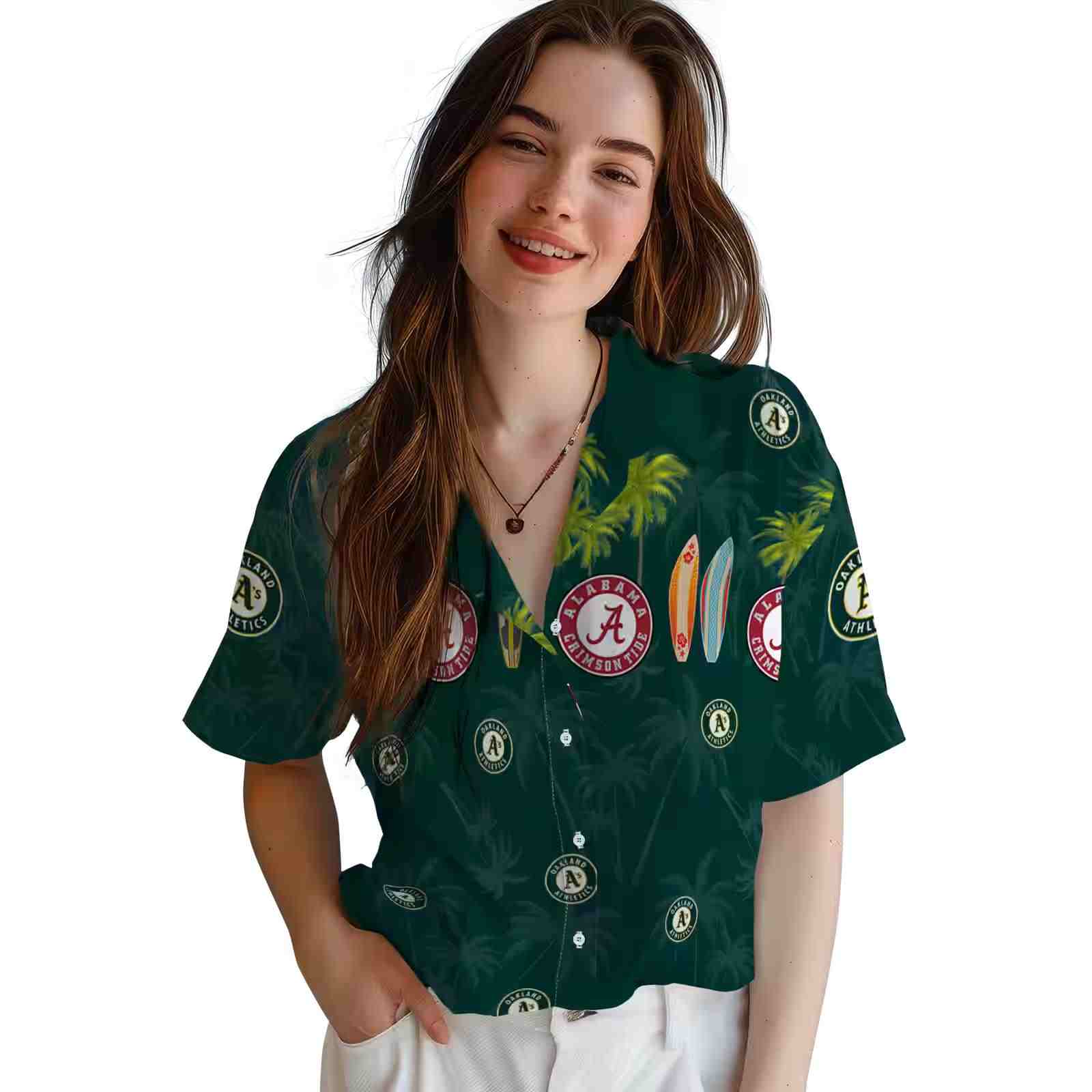 oakland athletics surfboard palm green hawaiian shirt latest model