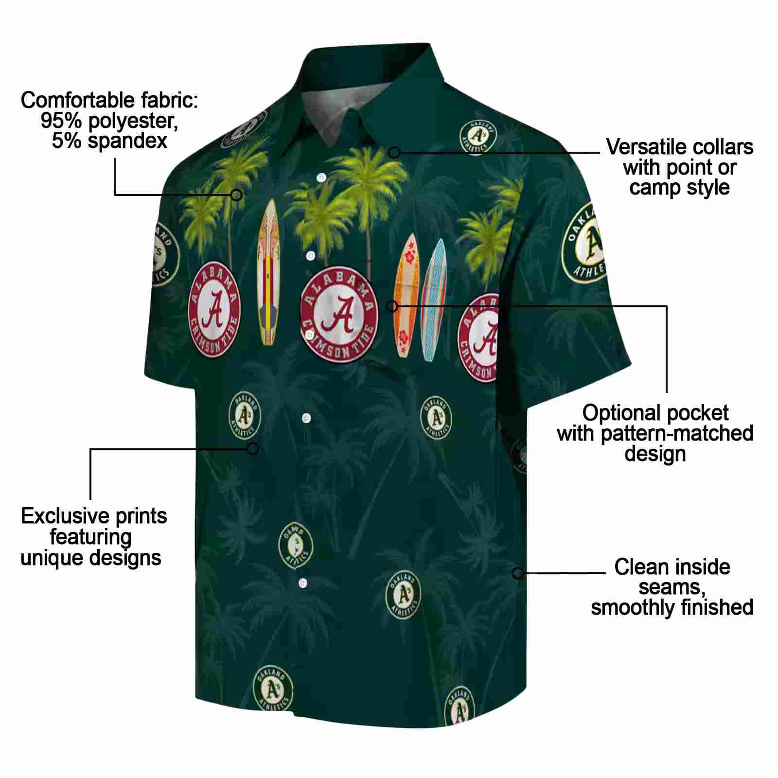 oakland athletics surfboard palm green hawaiian shirt new arrival