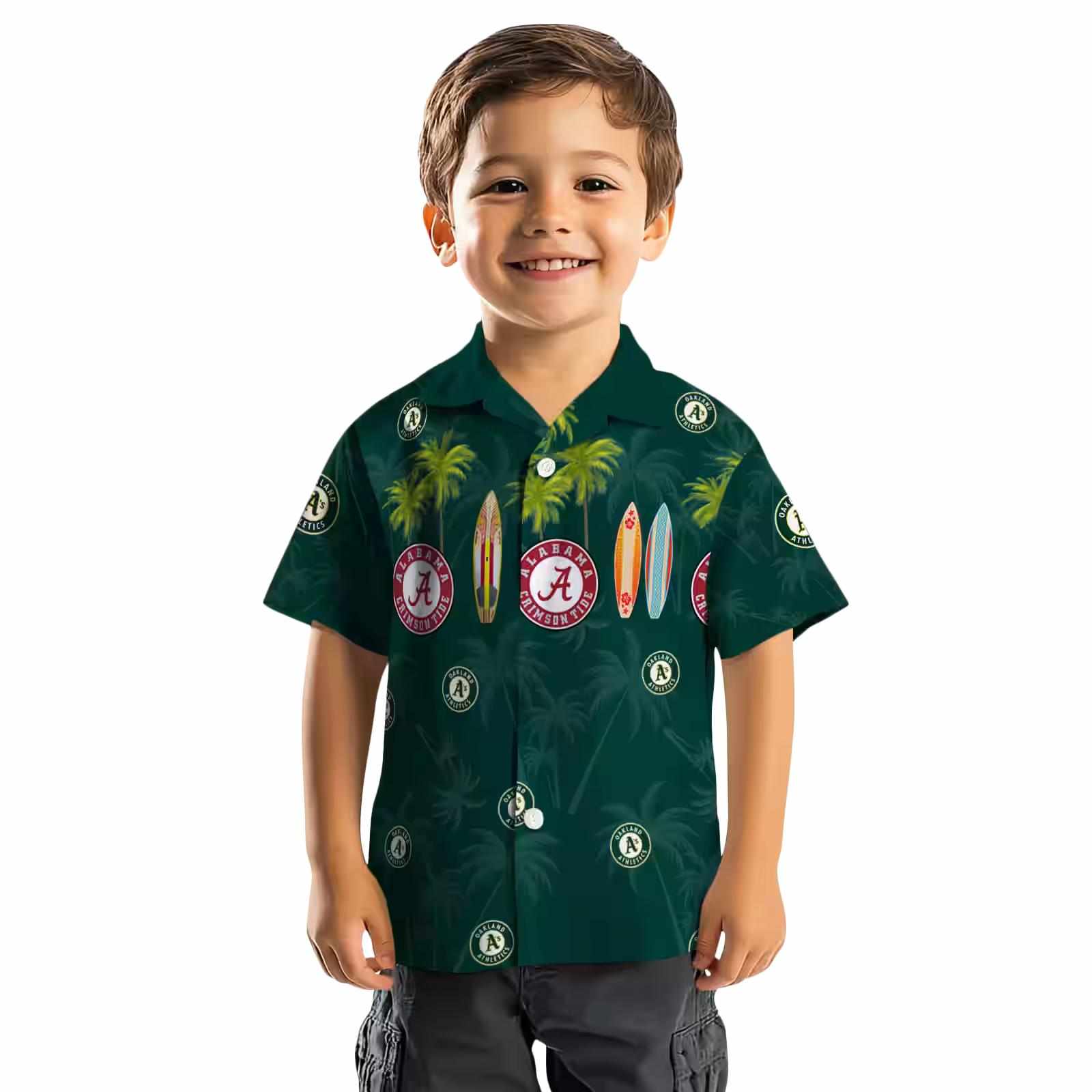 oakland athletics surfboard palm green hawaiian shirt top rated