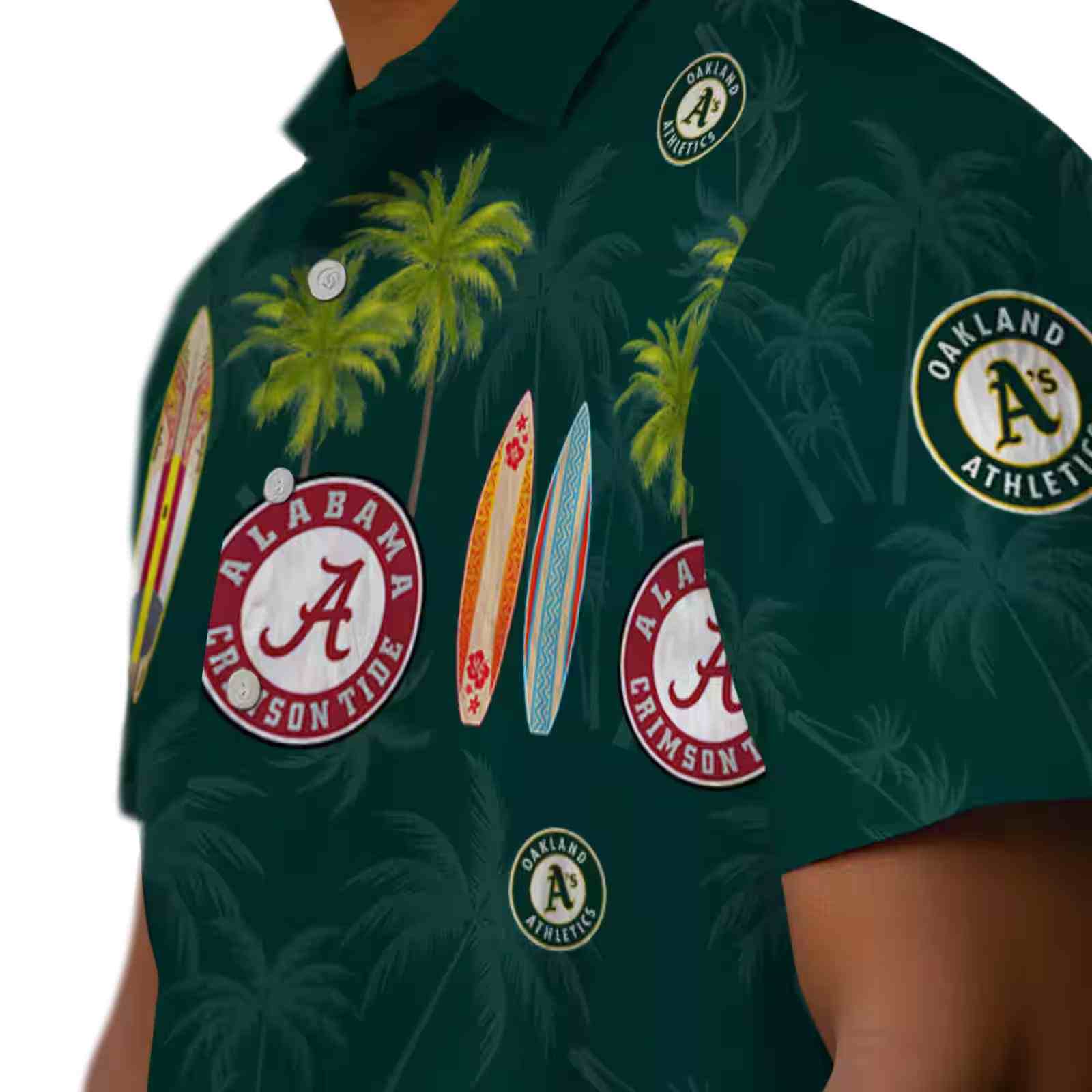 oakland athletics surfboard palm green hawaiian shirt trendy