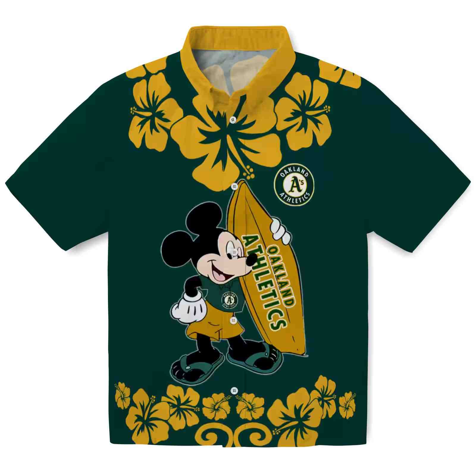 Oakland Athletics Surfing Mickey Green Hawaiian Shirt