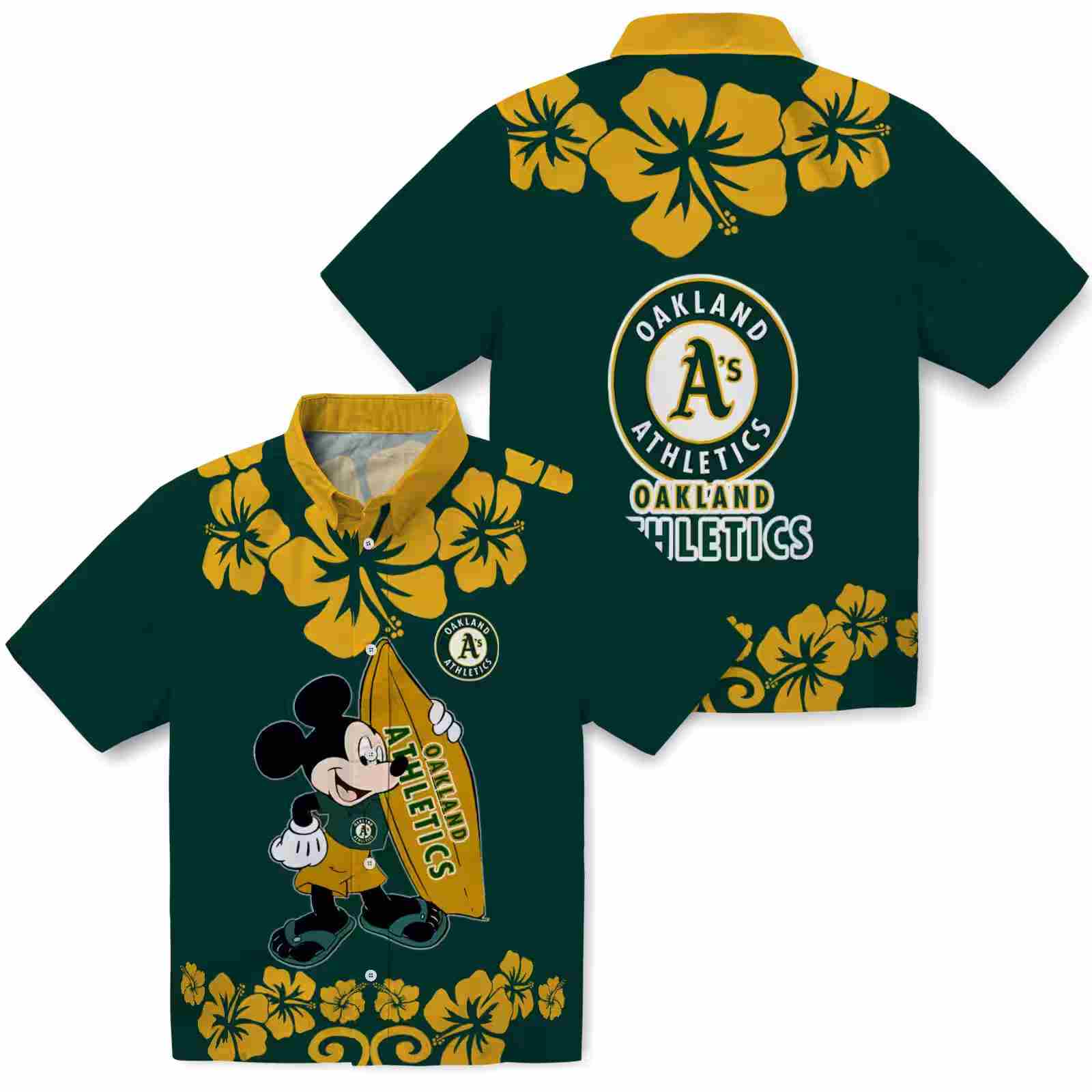 oakland athletics surfing mickey green hawaiian shirt high quality