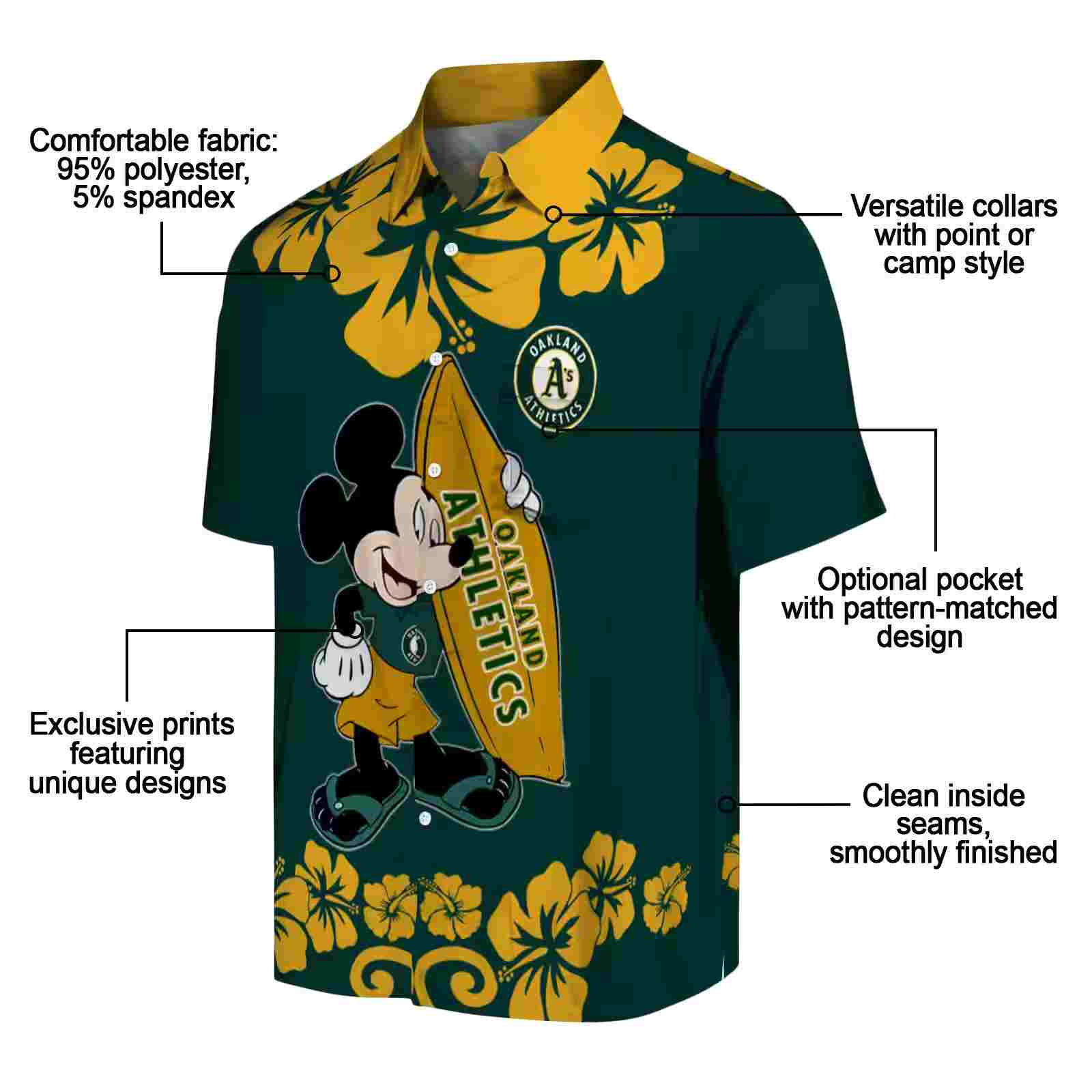 oakland athletics surfing mickey green hawaiian shirt new arrival