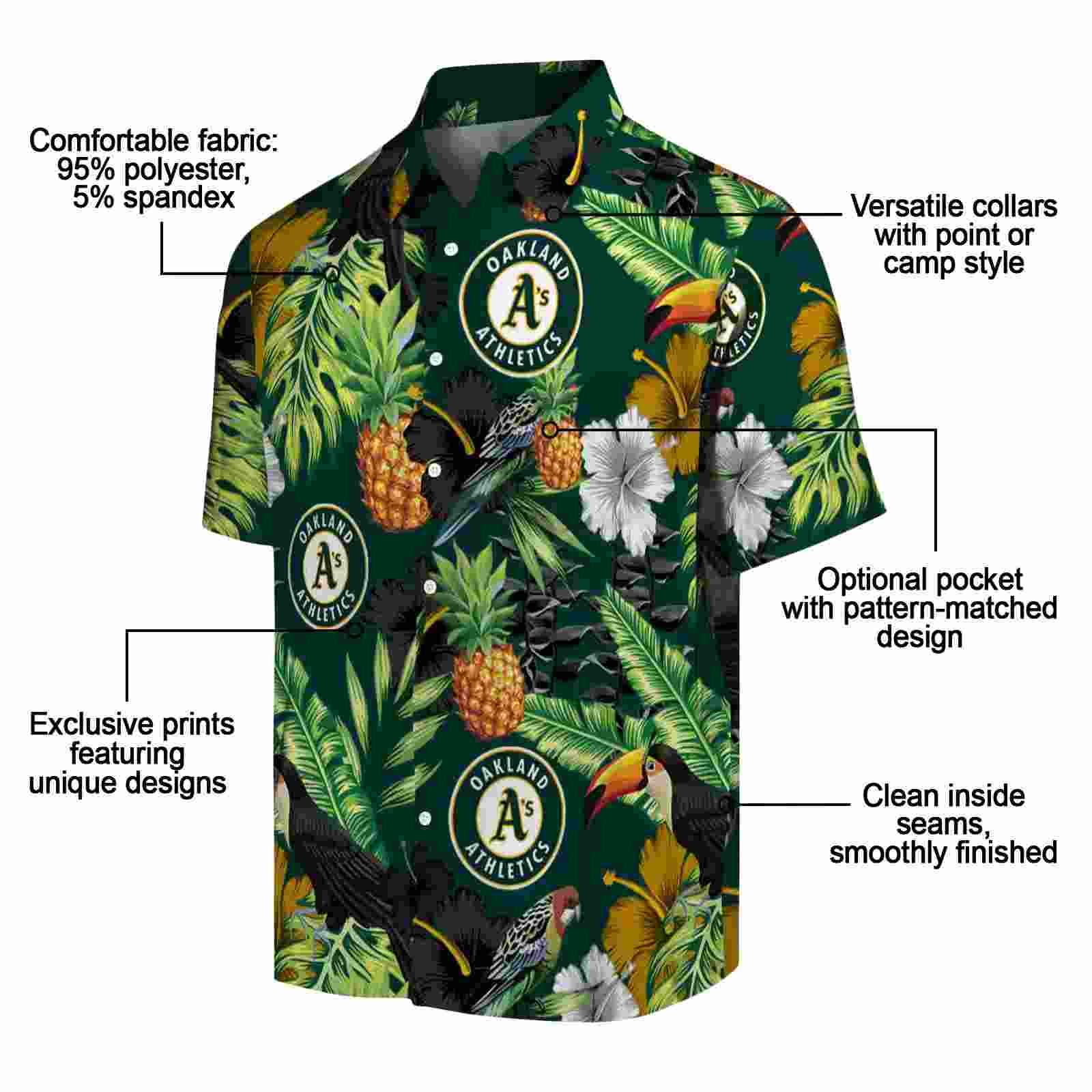 oakland athletics toucan hibiscus pineapple green hawaiian shirt new arrival