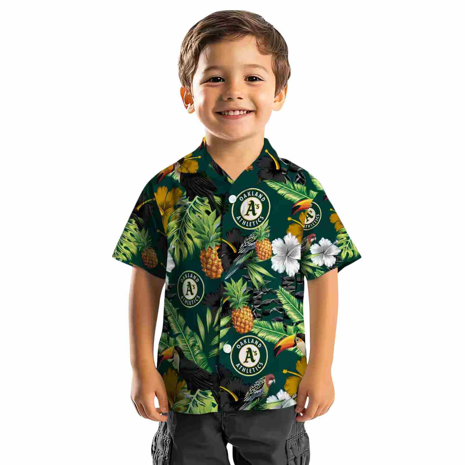 oakland athletics toucan hibiscus pineapple green hawaiian shirt top rated