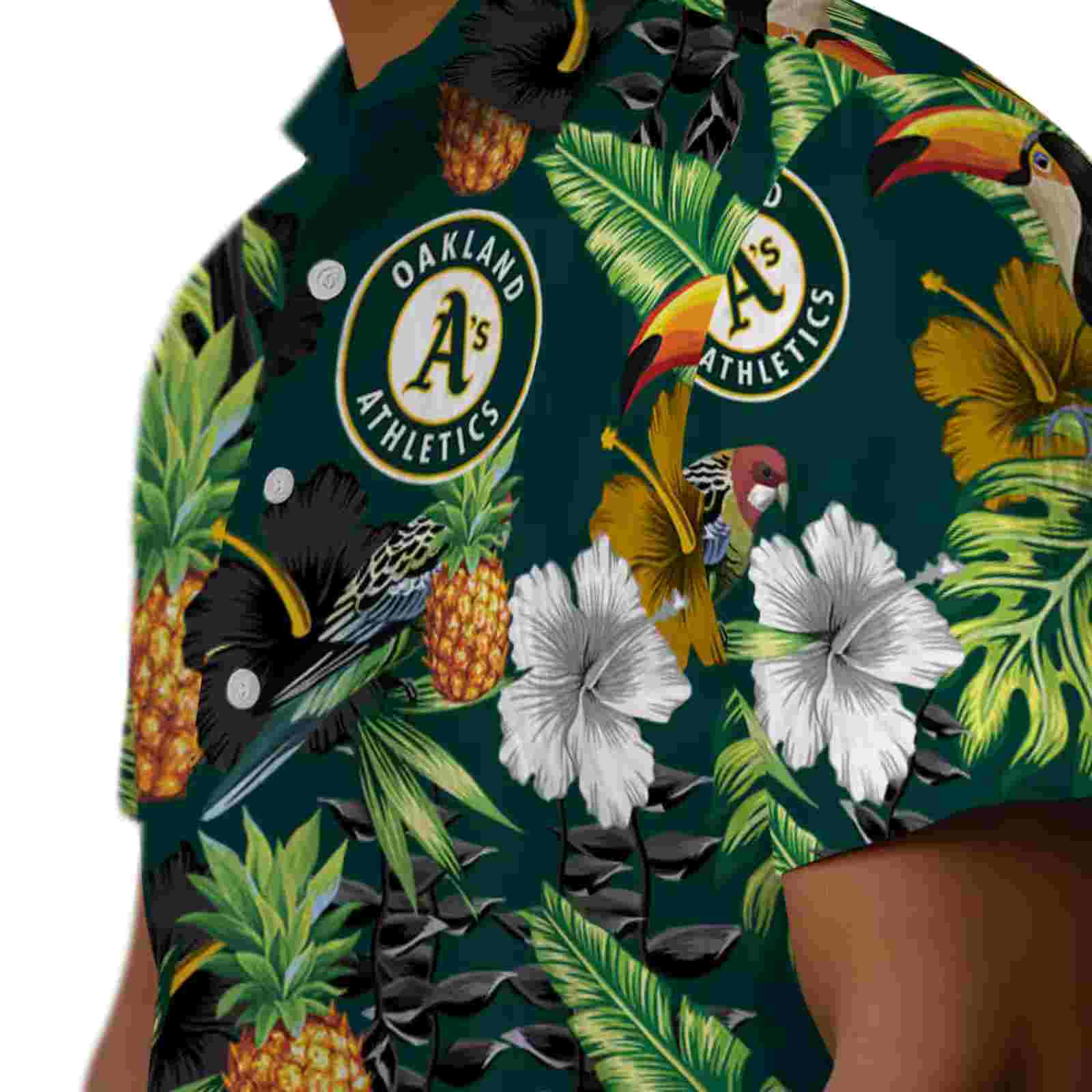 oakland athletics toucan hibiscus pineapple green hawaiian shirt trendy