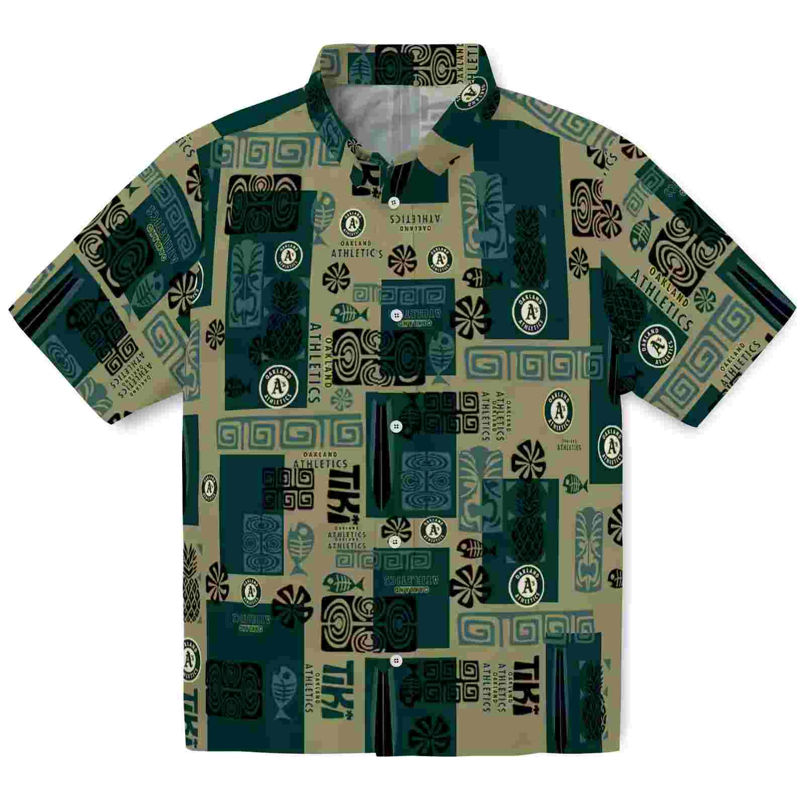 Oakland Athletics Tribal Symbols Green Hawaiian Shirt