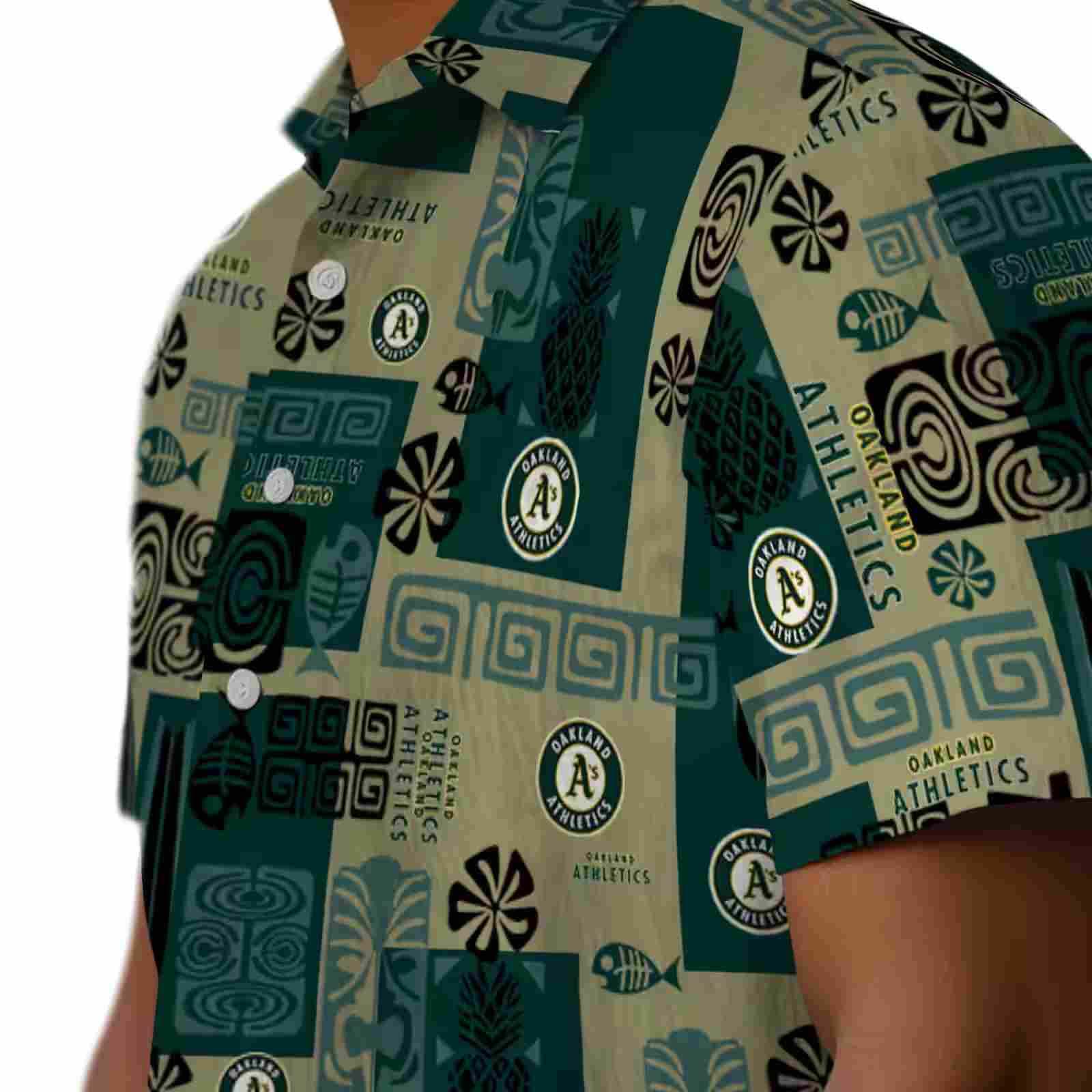 oakland athletics tribal symbols green hawaiian shirt trendy