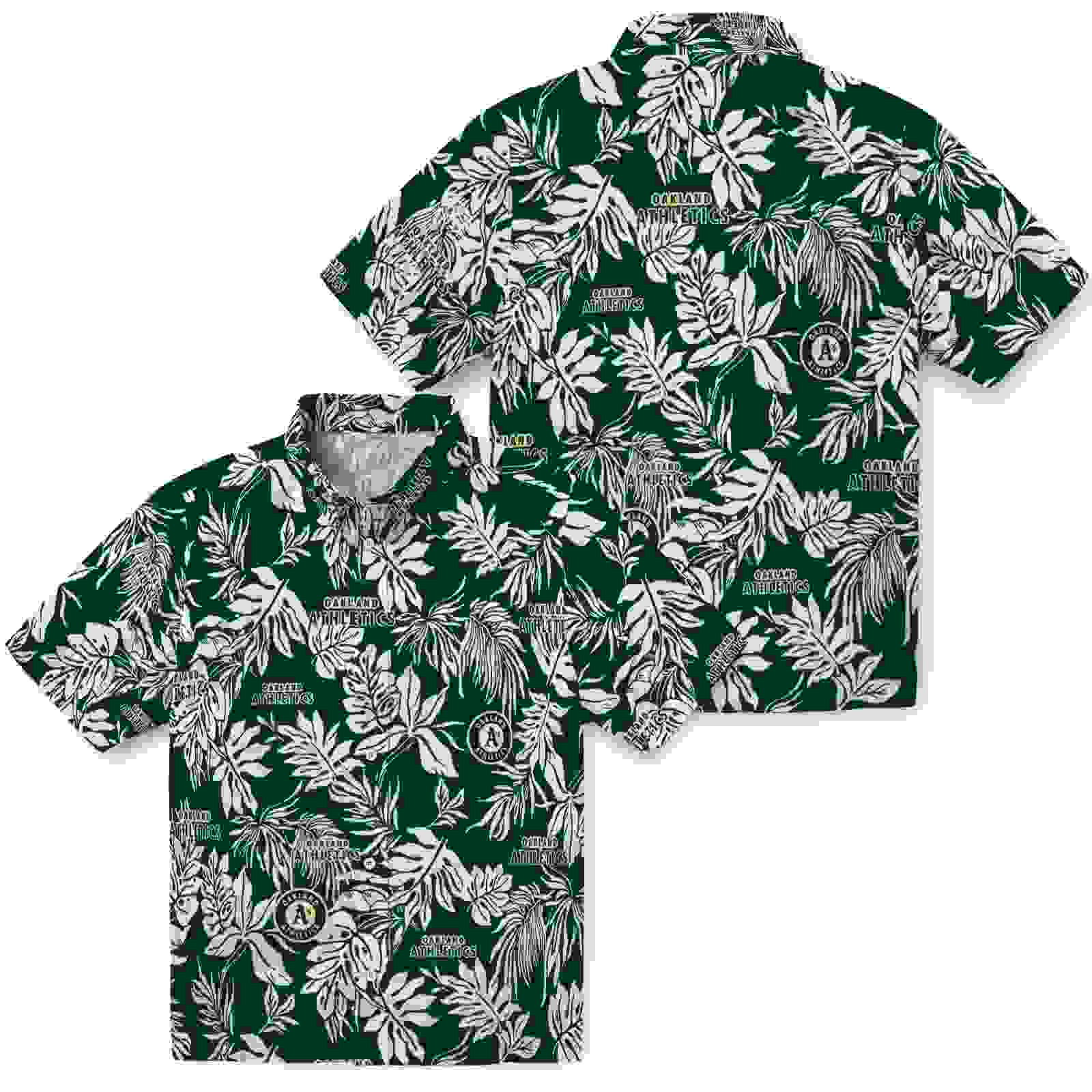 oakland athletics tropical leaf green white hawaiian shirt high quality