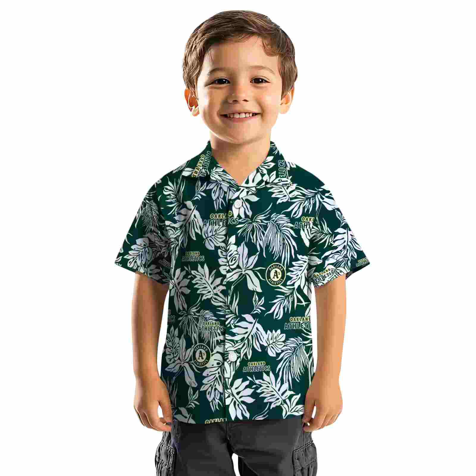 oakland athletics tropical leaf green white hawaiian shirt top rated