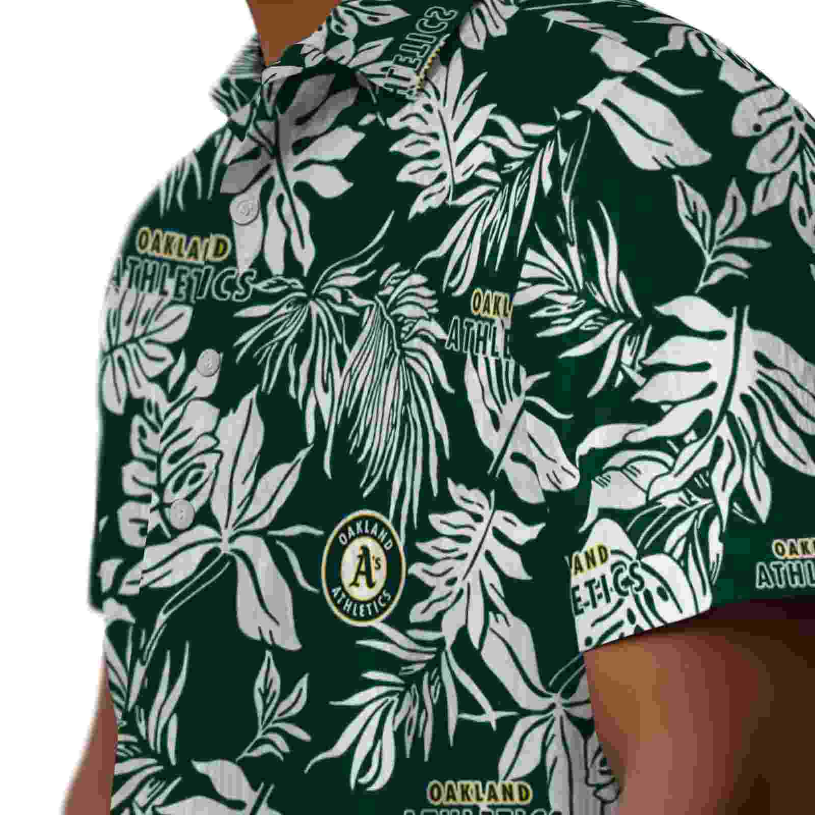 oakland athletics tropical leaf green white hawaiian shirt trendy