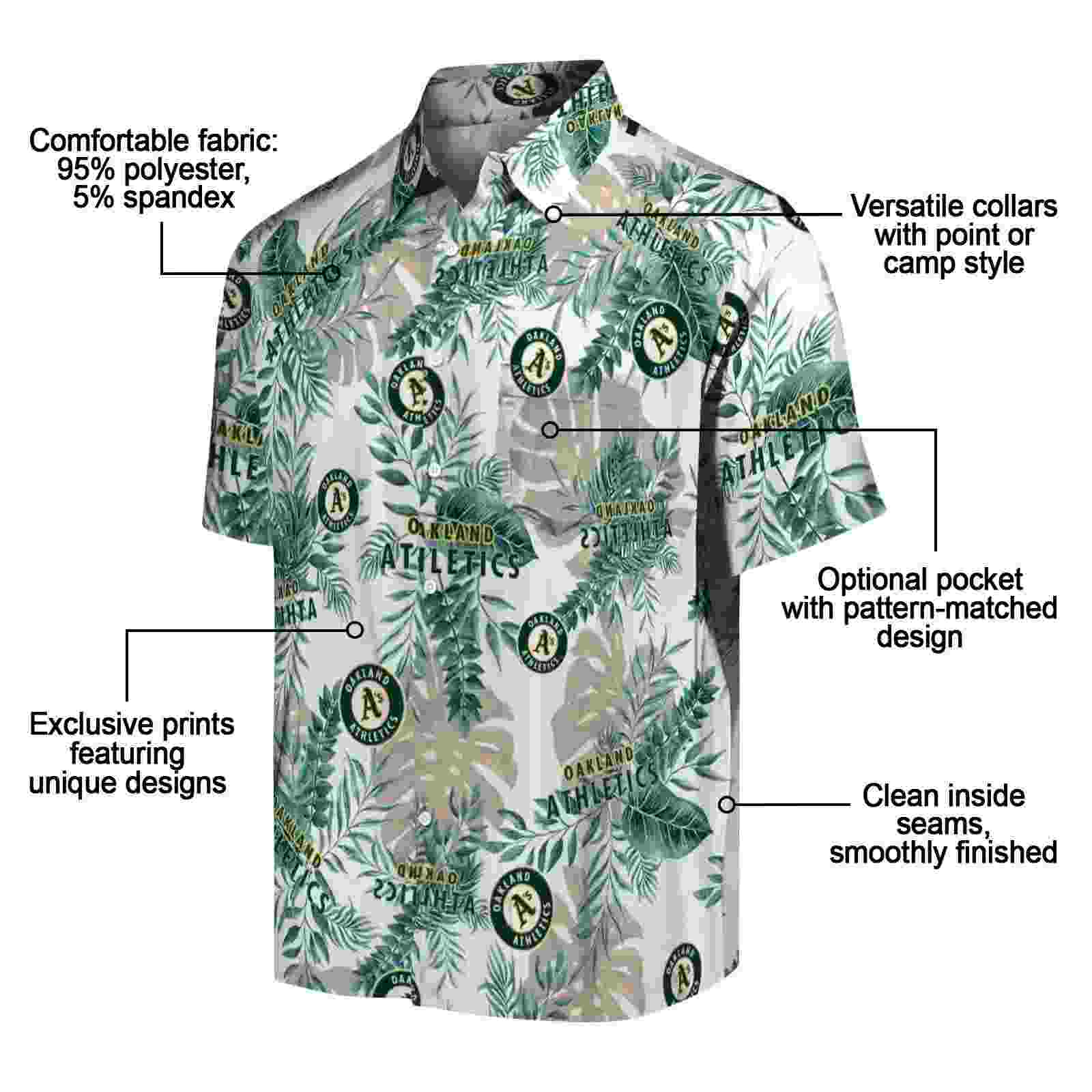 oakland athletics tropical leaves green white hawaiian shirt new arrival