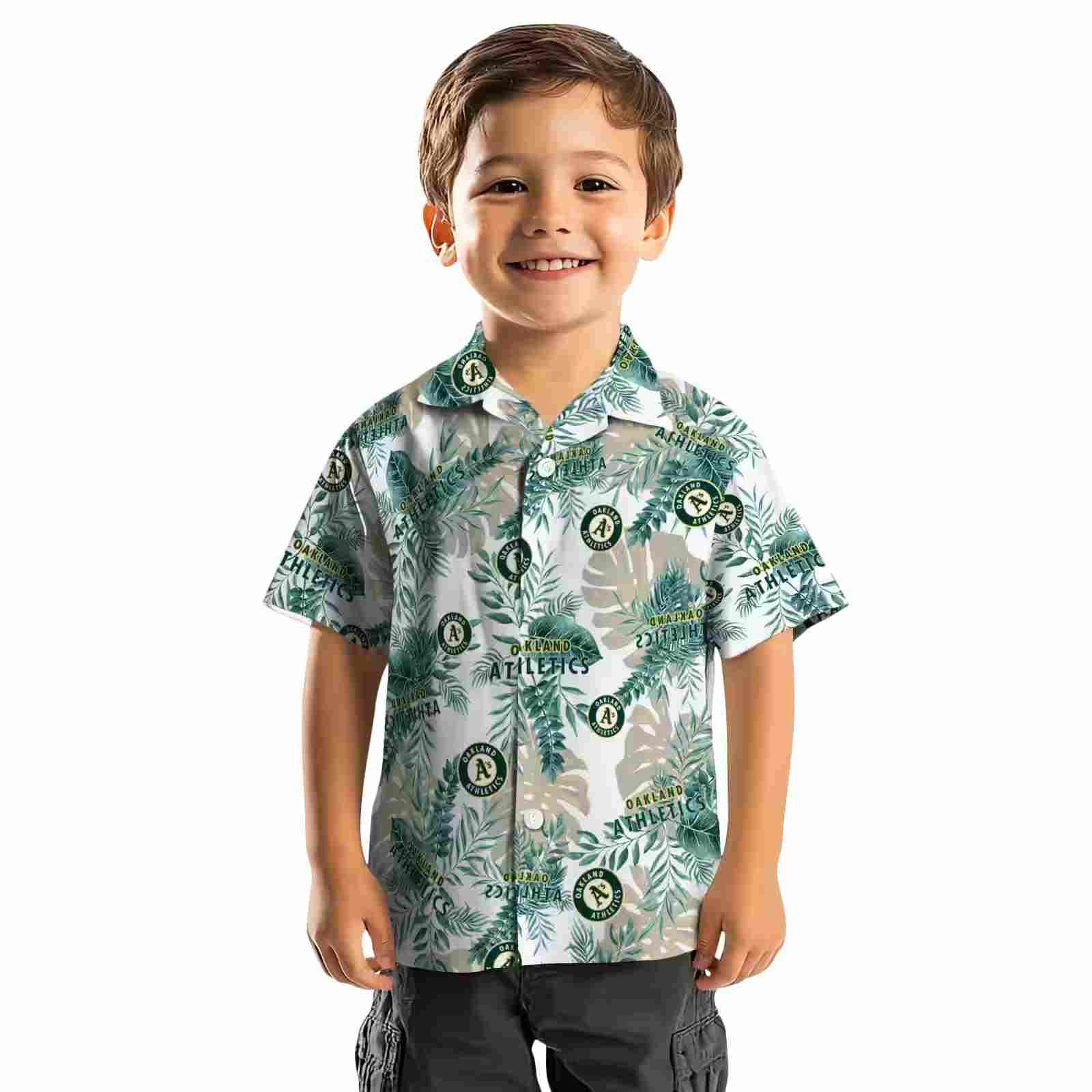 oakland athletics tropical leaves green white hawaiian shirt top rated