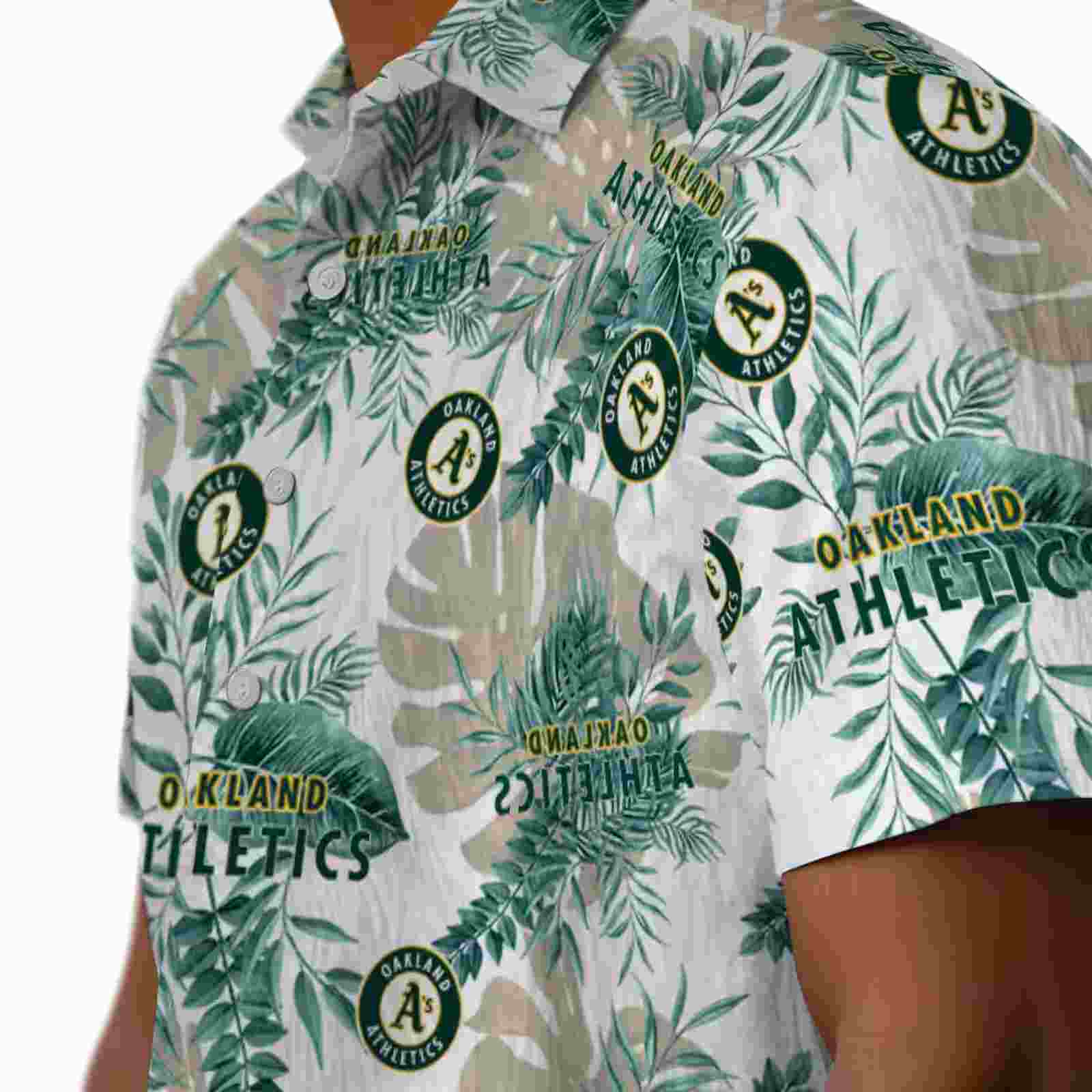 oakland athletics tropical leaves green white hawaiian shirt trendy