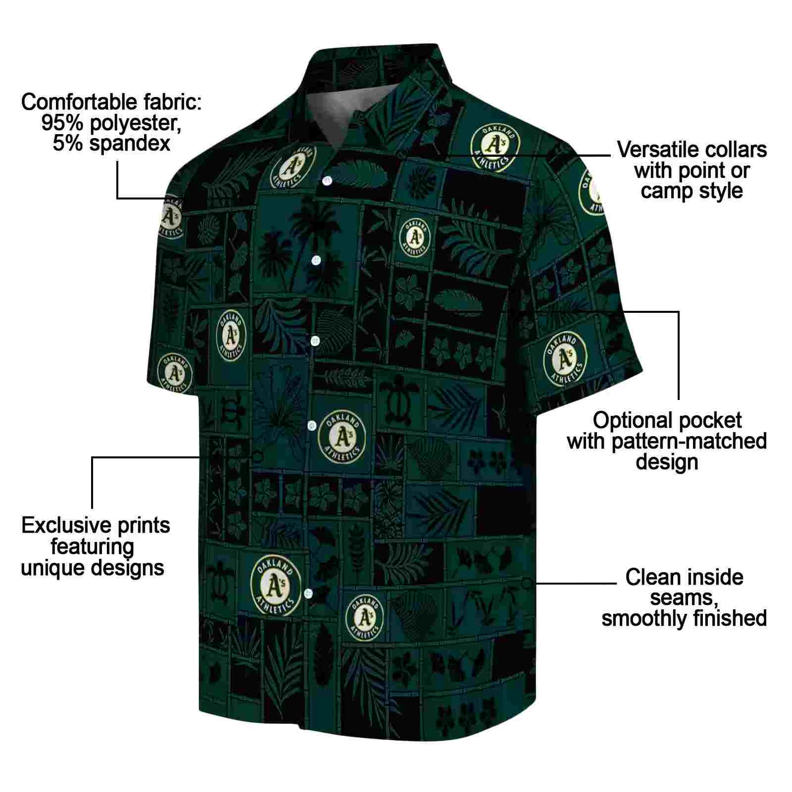 oakland athletics tropical patchwork green black hawaiian shirt new arrival