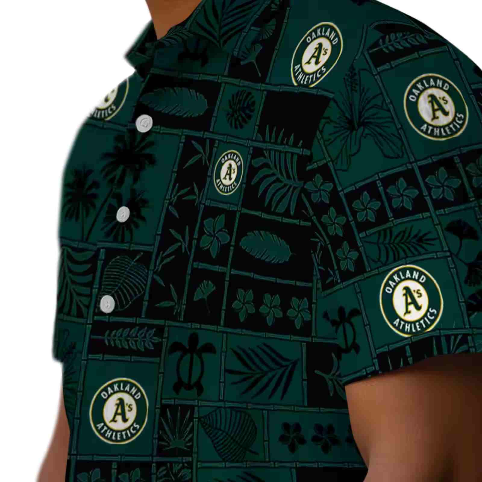 oakland athletics tropical patchwork green black hawaiian shirt trendy