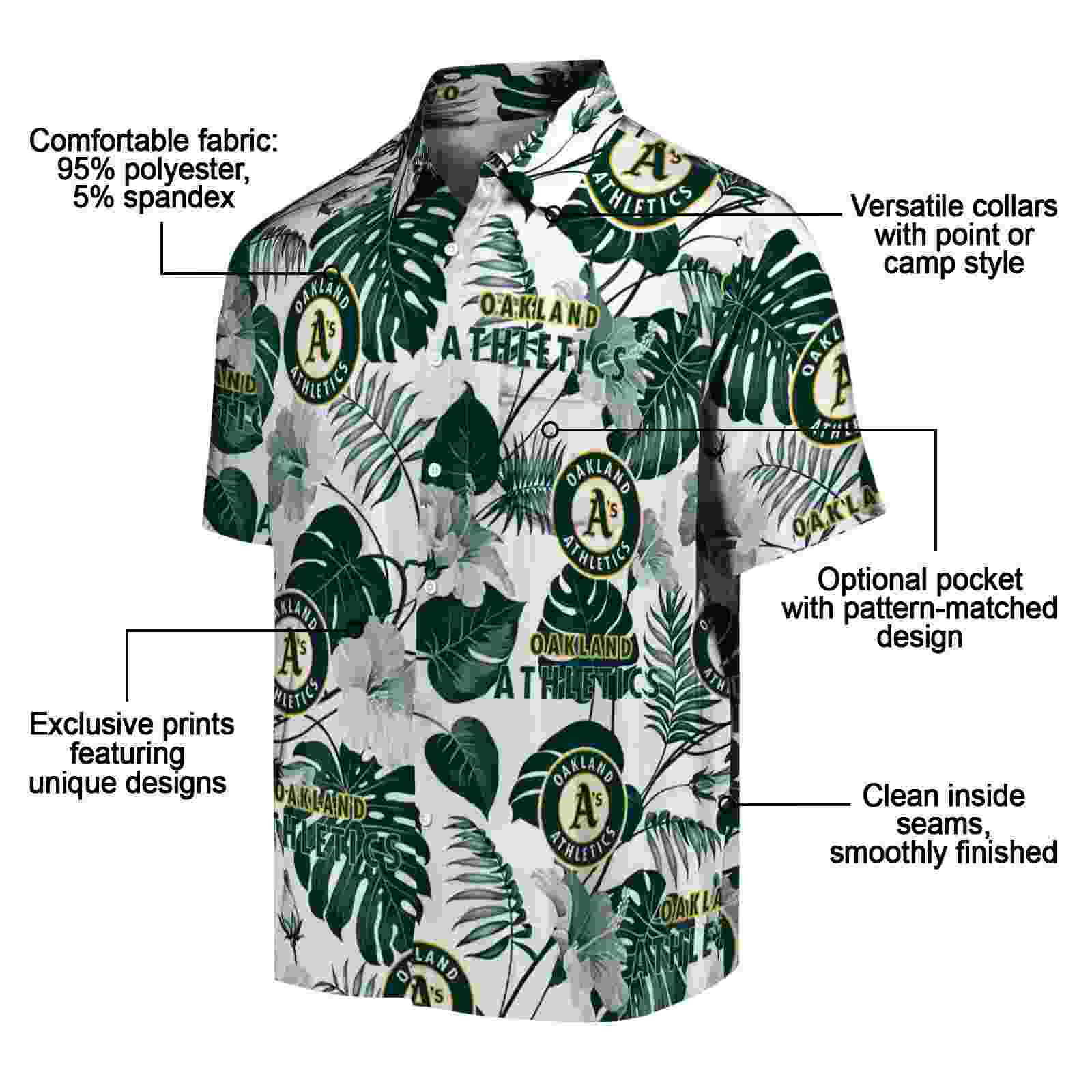 oakland athletics tropical plants green white hawaiian shirt new arrival