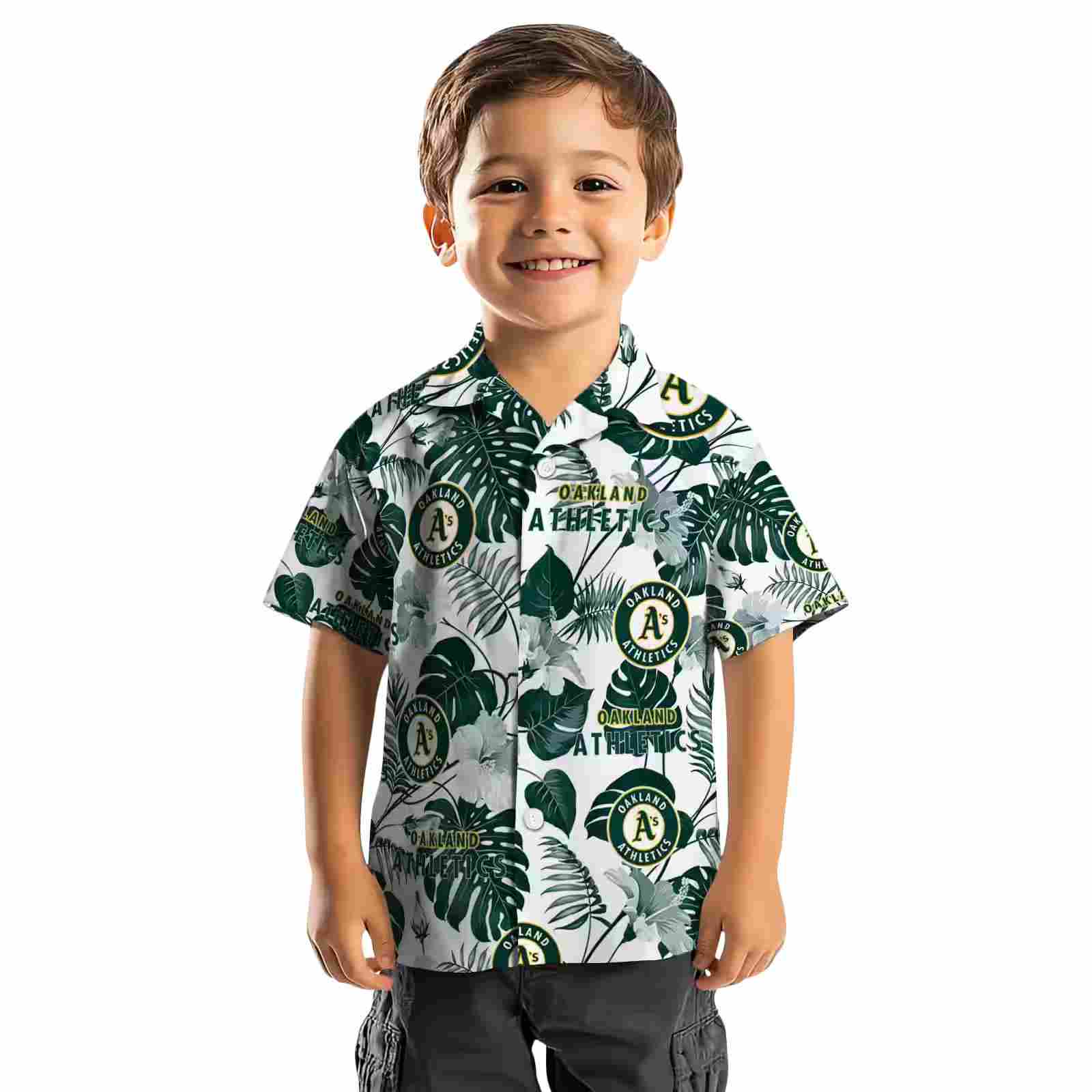 oakland athletics tropical plants green white hawaiian shirt top rated