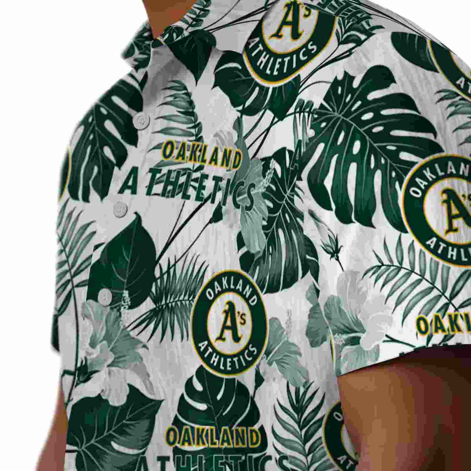 oakland athletics tropical plants green white hawaiian shirt trendy