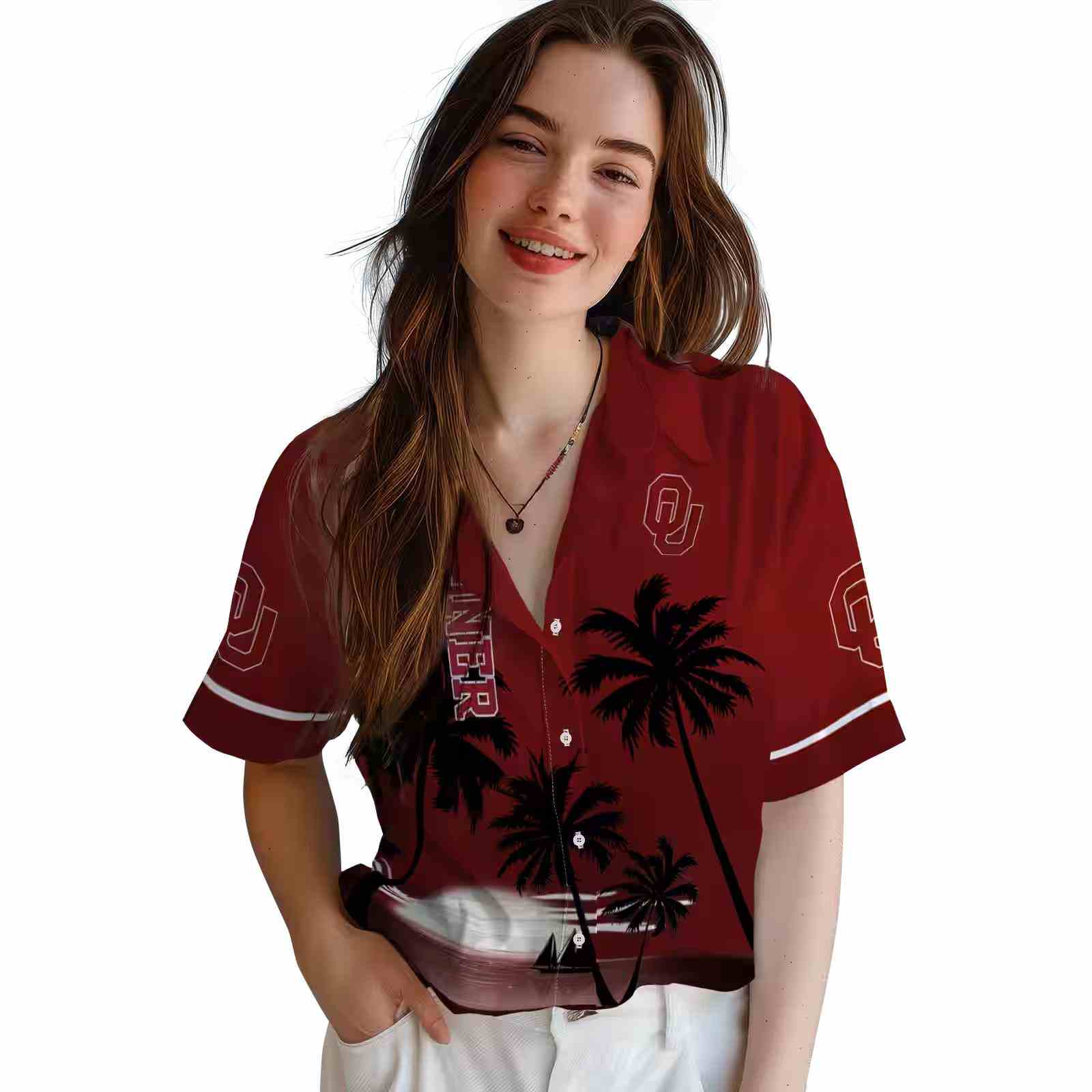 oklahoma sooners beach sunset crimson black hawaiian shirt latest model