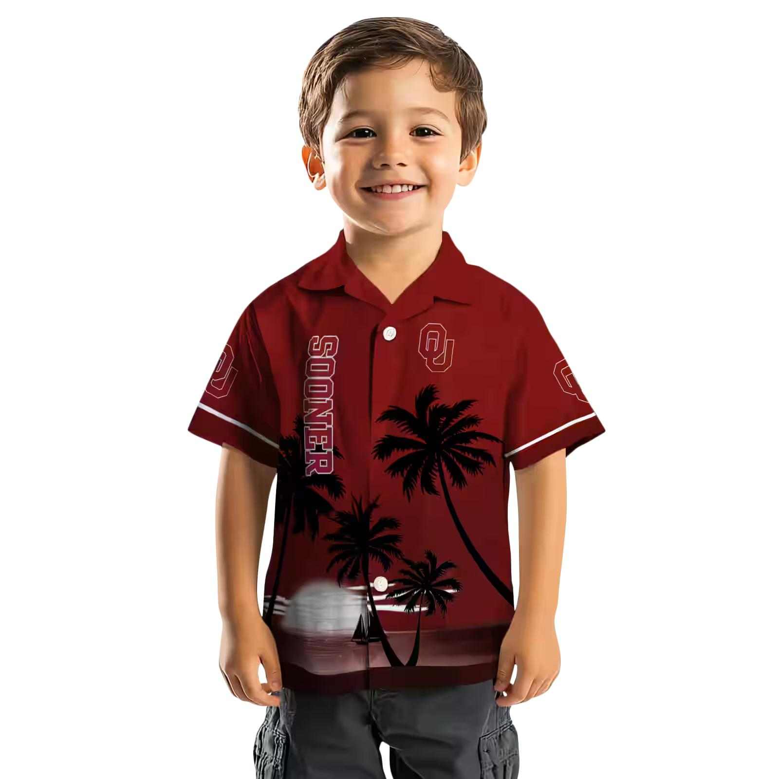 oklahoma sooners beach sunset crimson black hawaiian shirt top rated