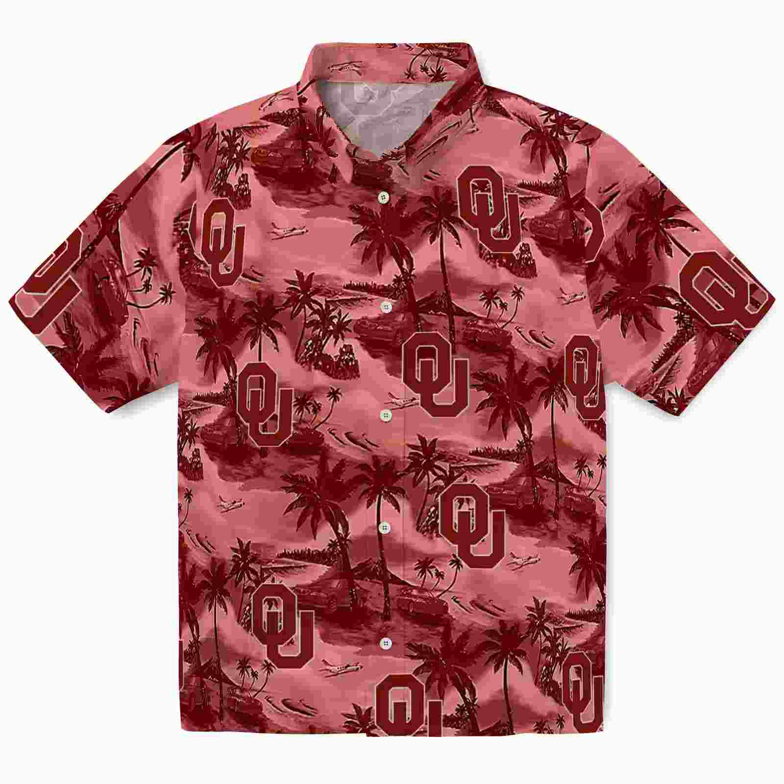 Oklahoma Sooners Coastal Palms Crimson Hawaiian Shirt