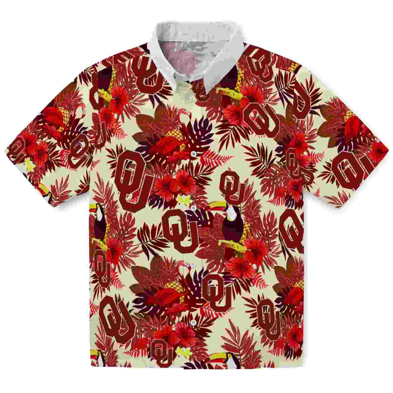 Oklahoma Sooners Floral Toucan Crimson Red Hawaiian Shirt