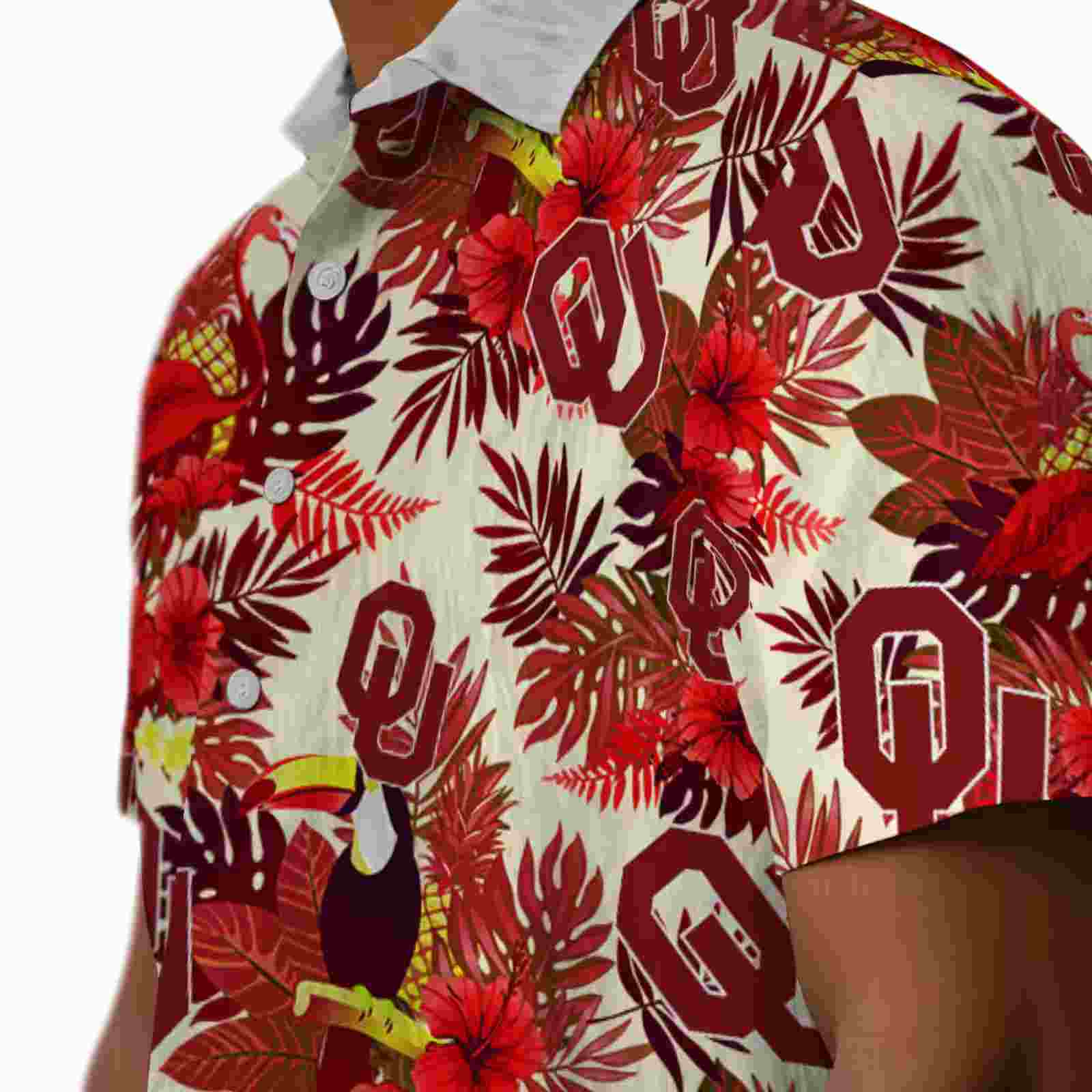 oklahoma sooners floral toucan crimson red hawaiian shirt trendy