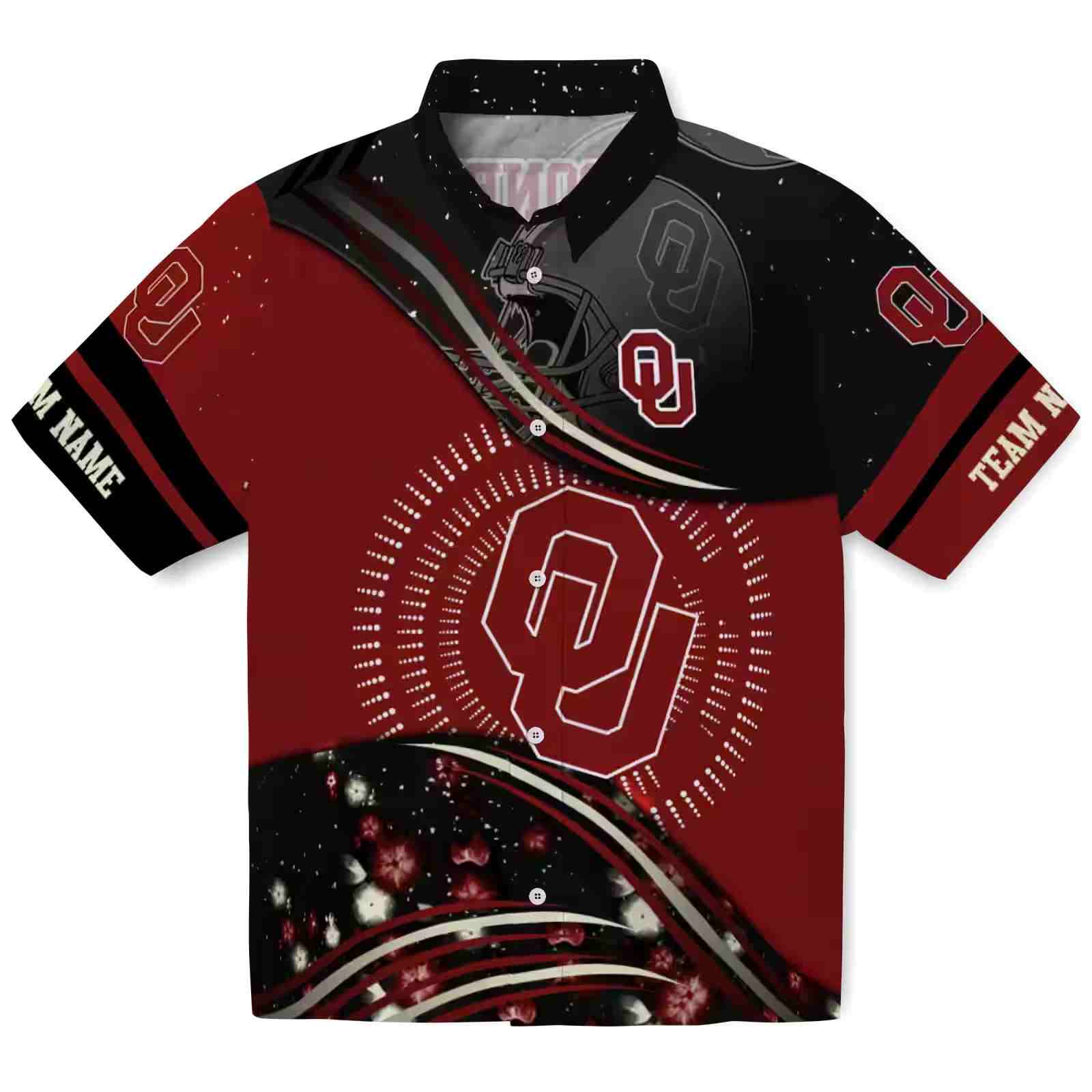 Oklahoma Sooners Football Wave Crimson Black Hawaiian Shirt