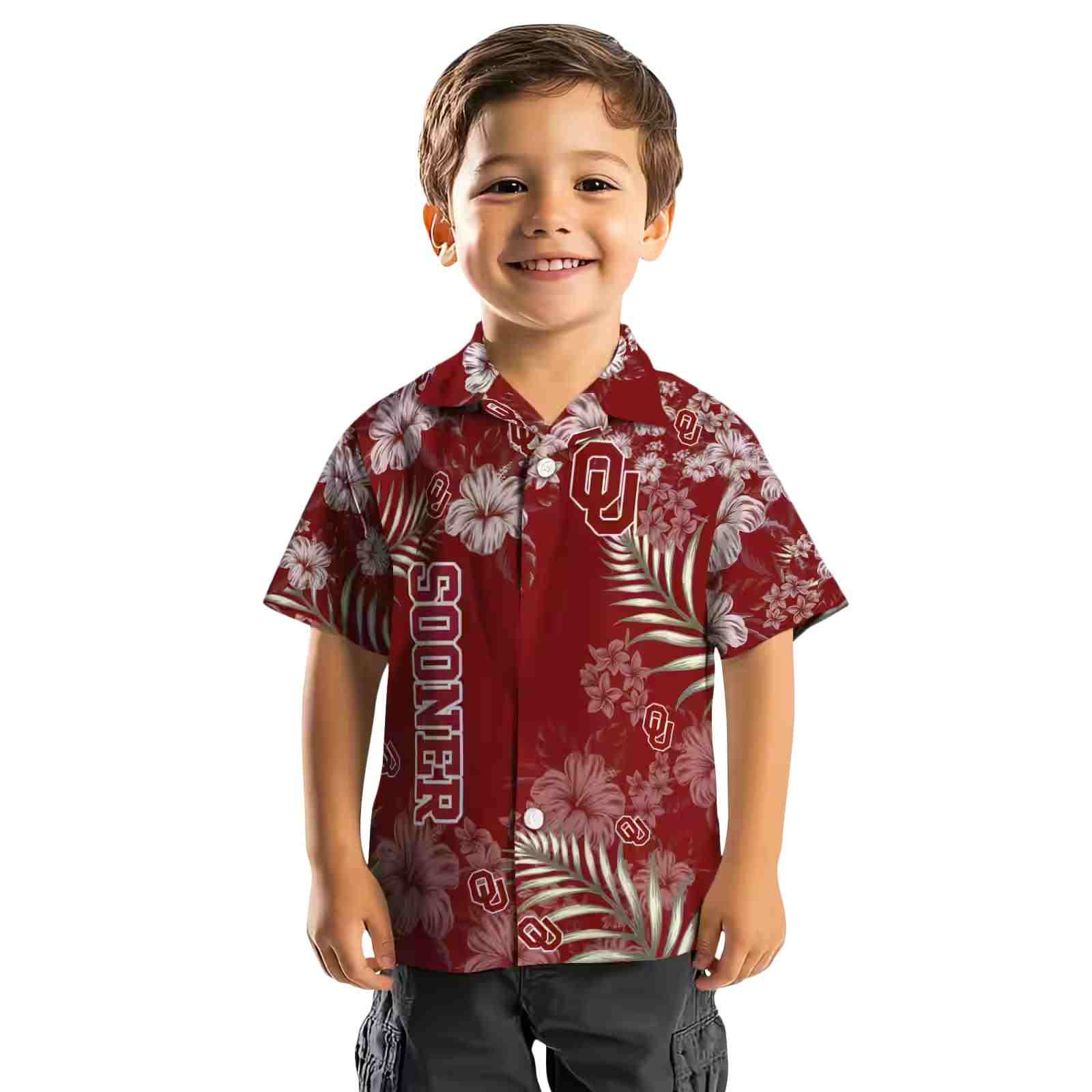 oklahoma sooners hibiscus print crimson hawaiian shirt top rated