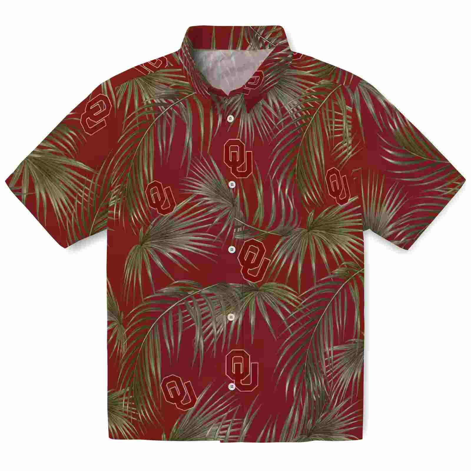 Oklahoma Sooners Leafy Palms Crimson Hawaiian Shirt