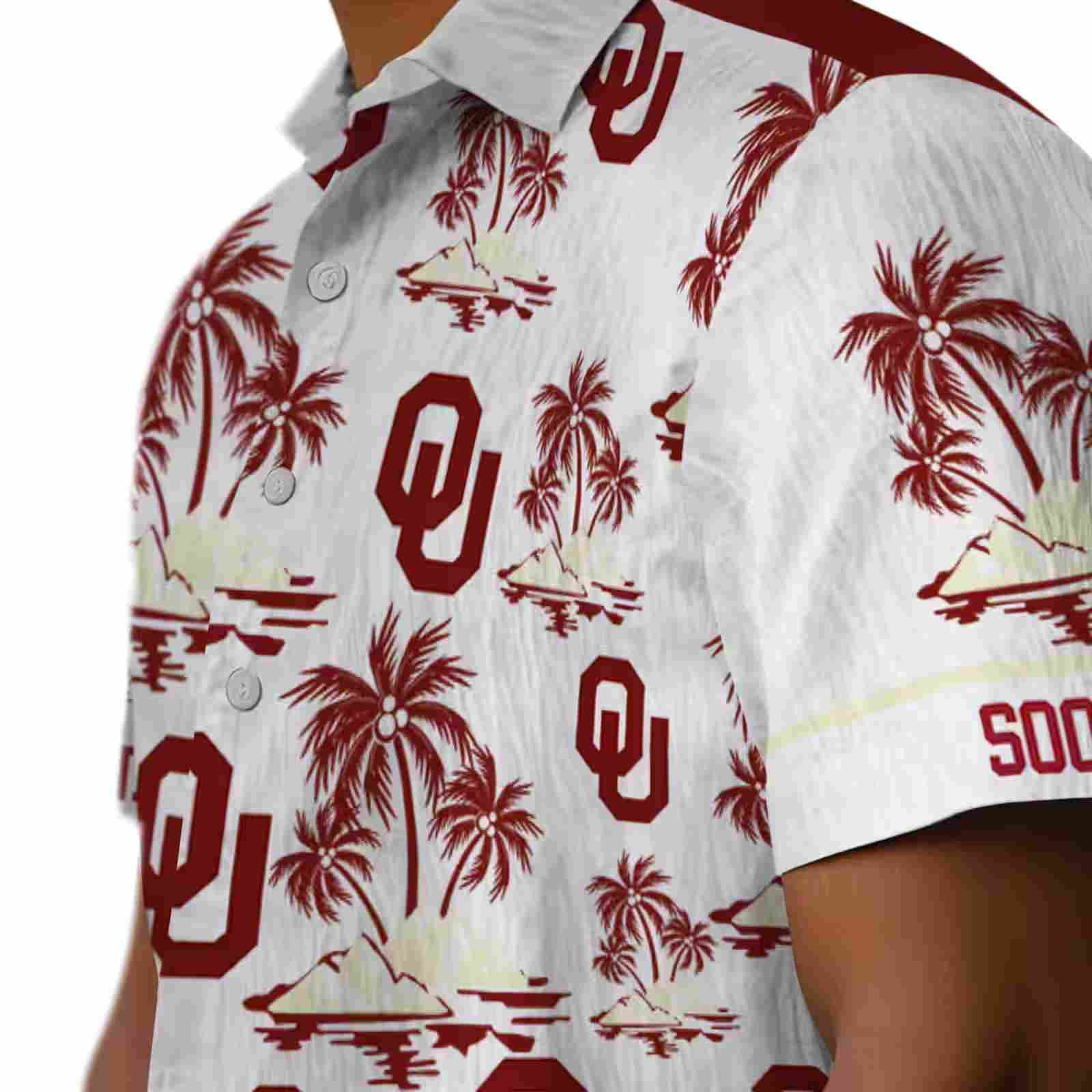 oklahoma sooners palm island print crimson white hawaiian shirt trendy