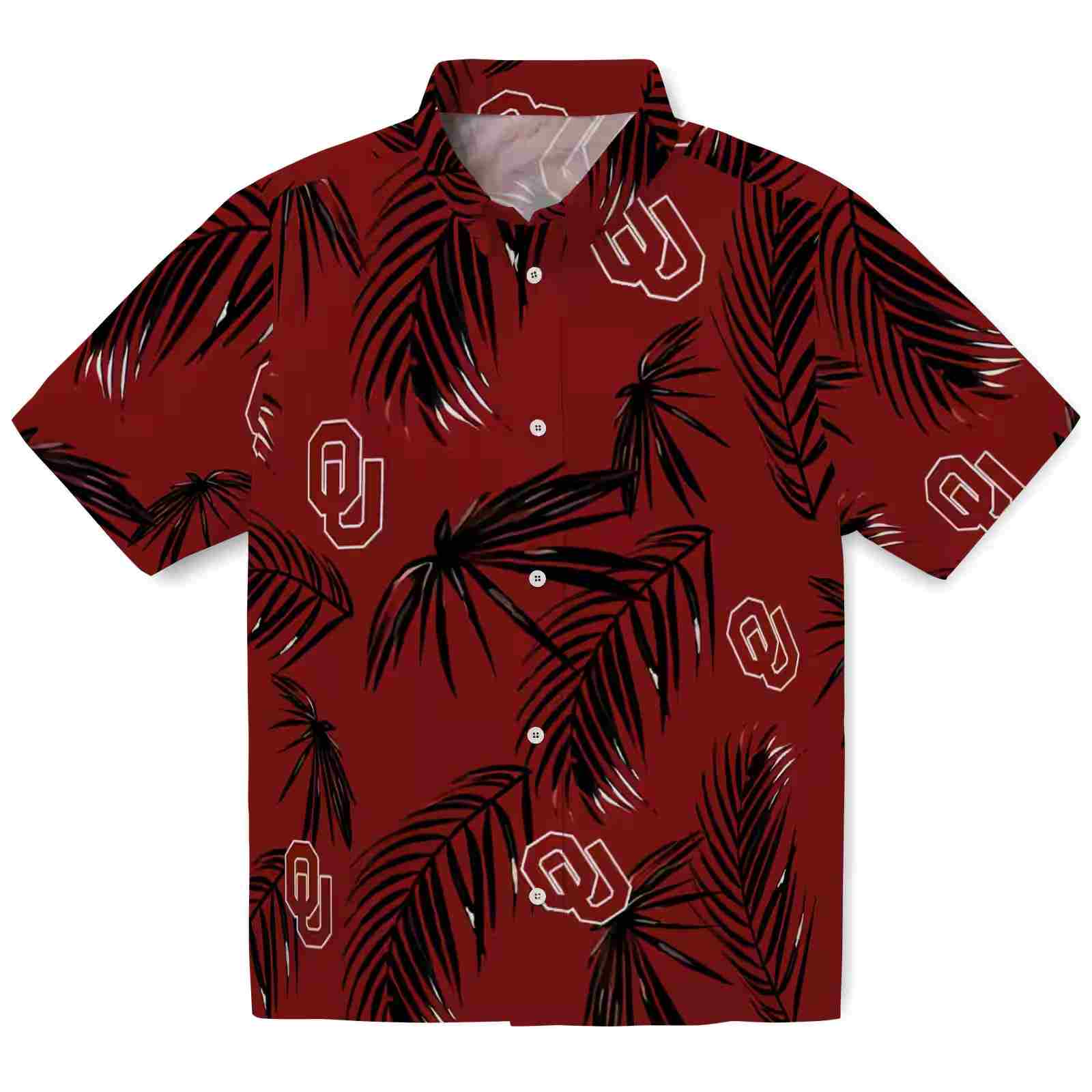 Oklahoma Sooners Palm Leaf Crimson Hawaiian Shirt