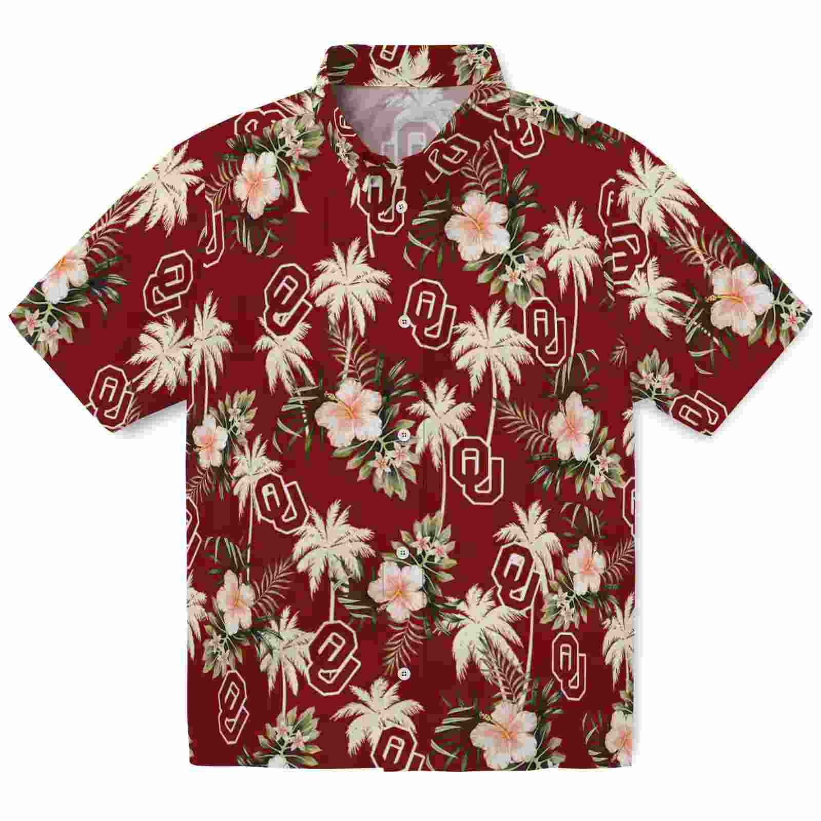 Oklahoma Sooners Palm Tree Flower Crimson Hawaiian Shirt