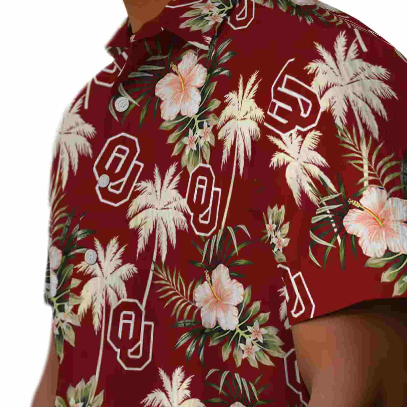 oklahoma sooners palm tree flower crimson hawaiian shirt trendy